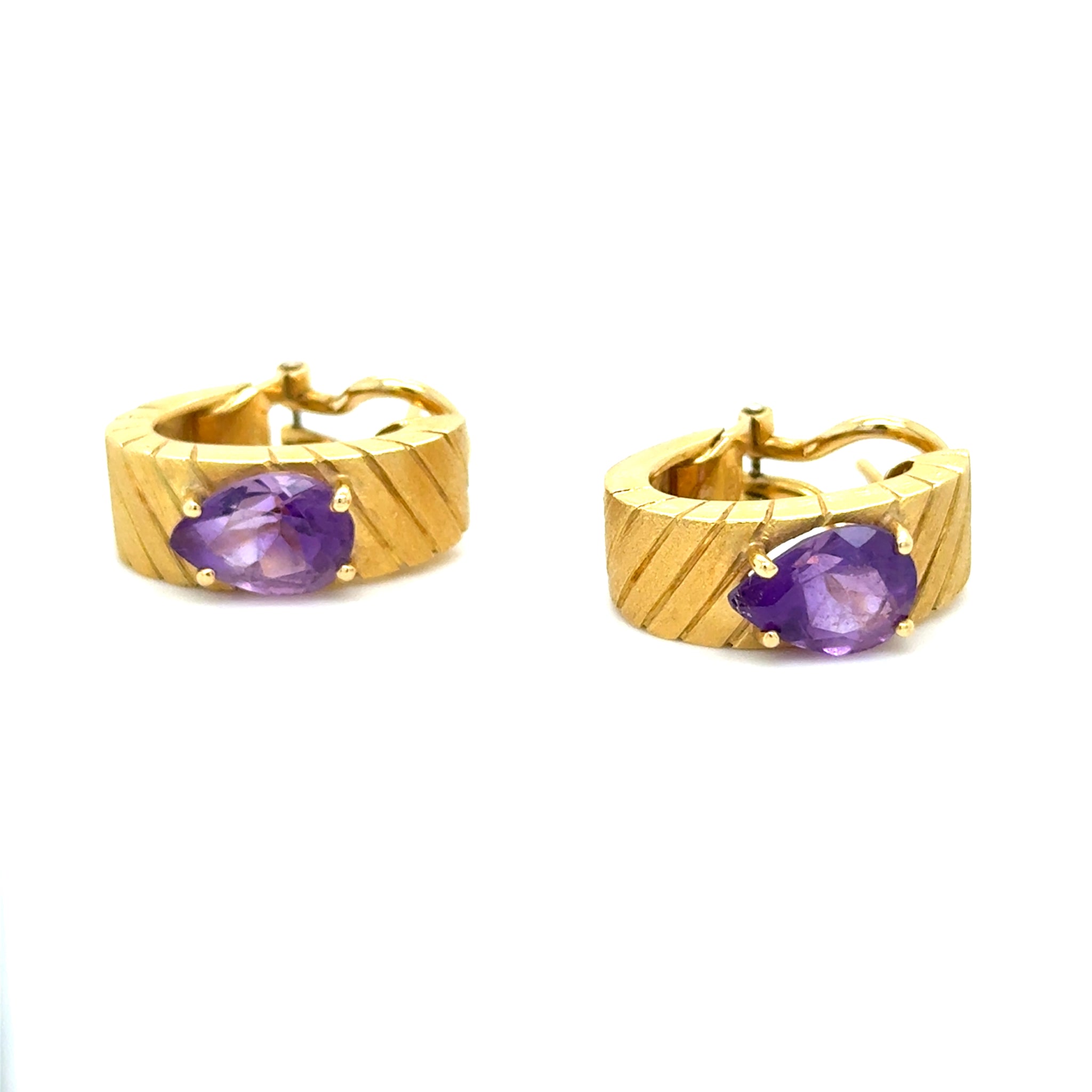 Boucles d’oreilles or jaune et amethyste - vintage