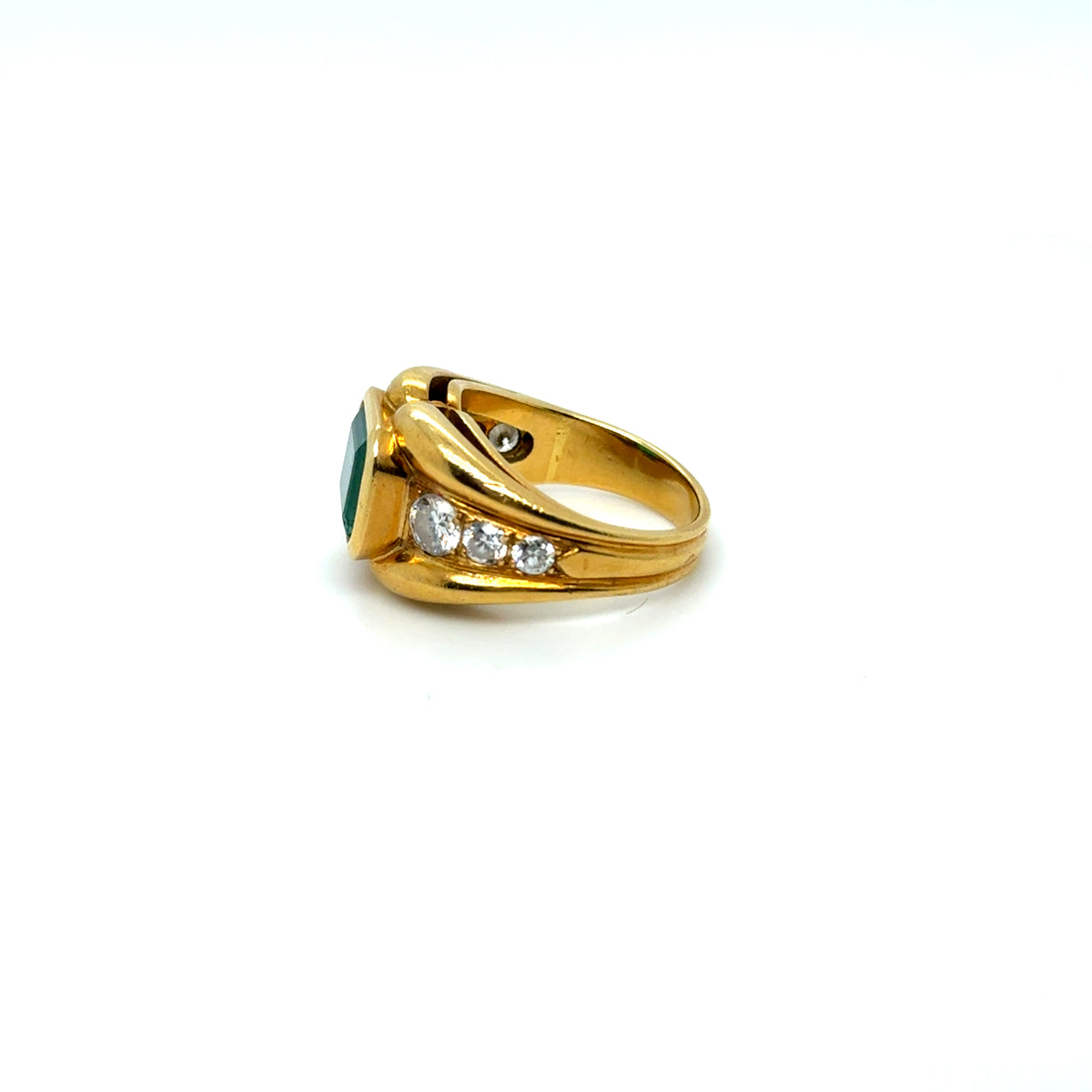 Bague Émeraude et Diamants Vintage Occasion Seconde Main Bijou Femme