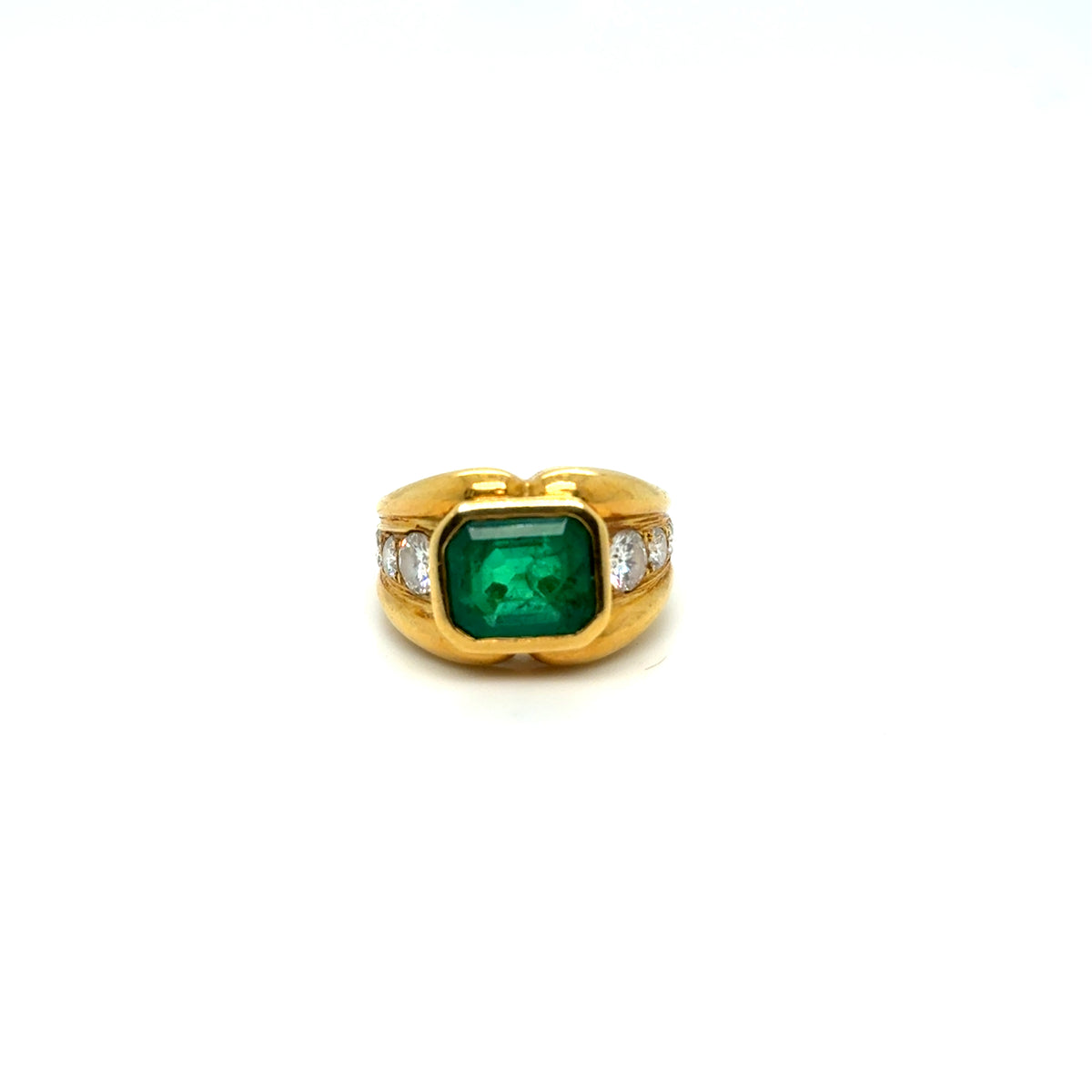 Bague Émeraude et Diamants Vintage Occasion Seconde Main Bijou Femme