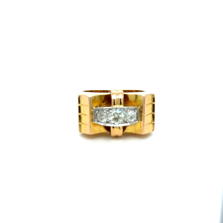 Bague Tank or jaune et diamants 1950s