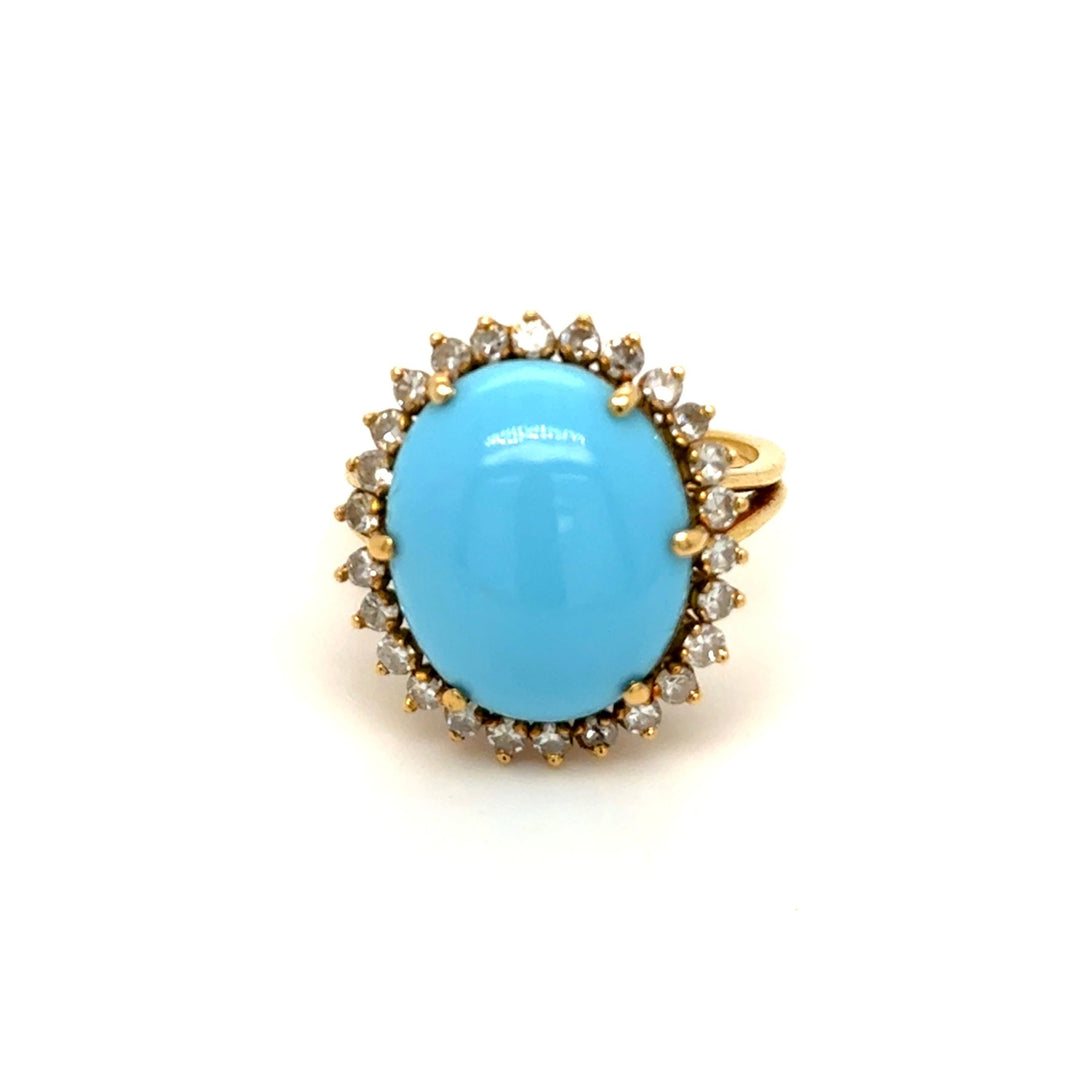Bague turquoise diamants seconde main occasion luxe femme