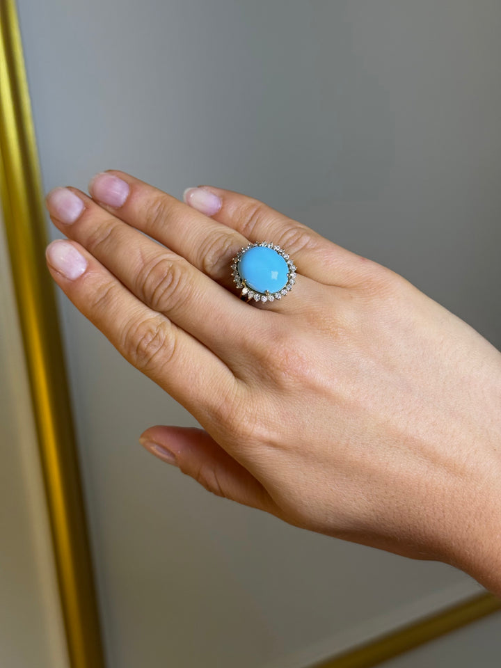 Bague turquoise diamants Luxe