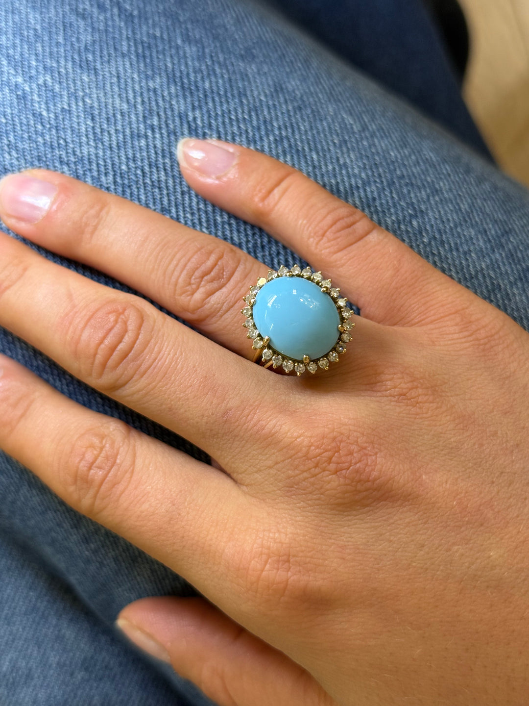 Bague turquoise diamants seconde main
