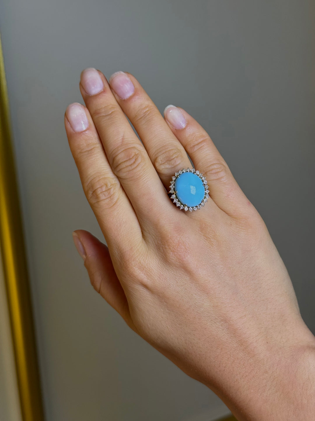 Bague turquoise diamants occasion