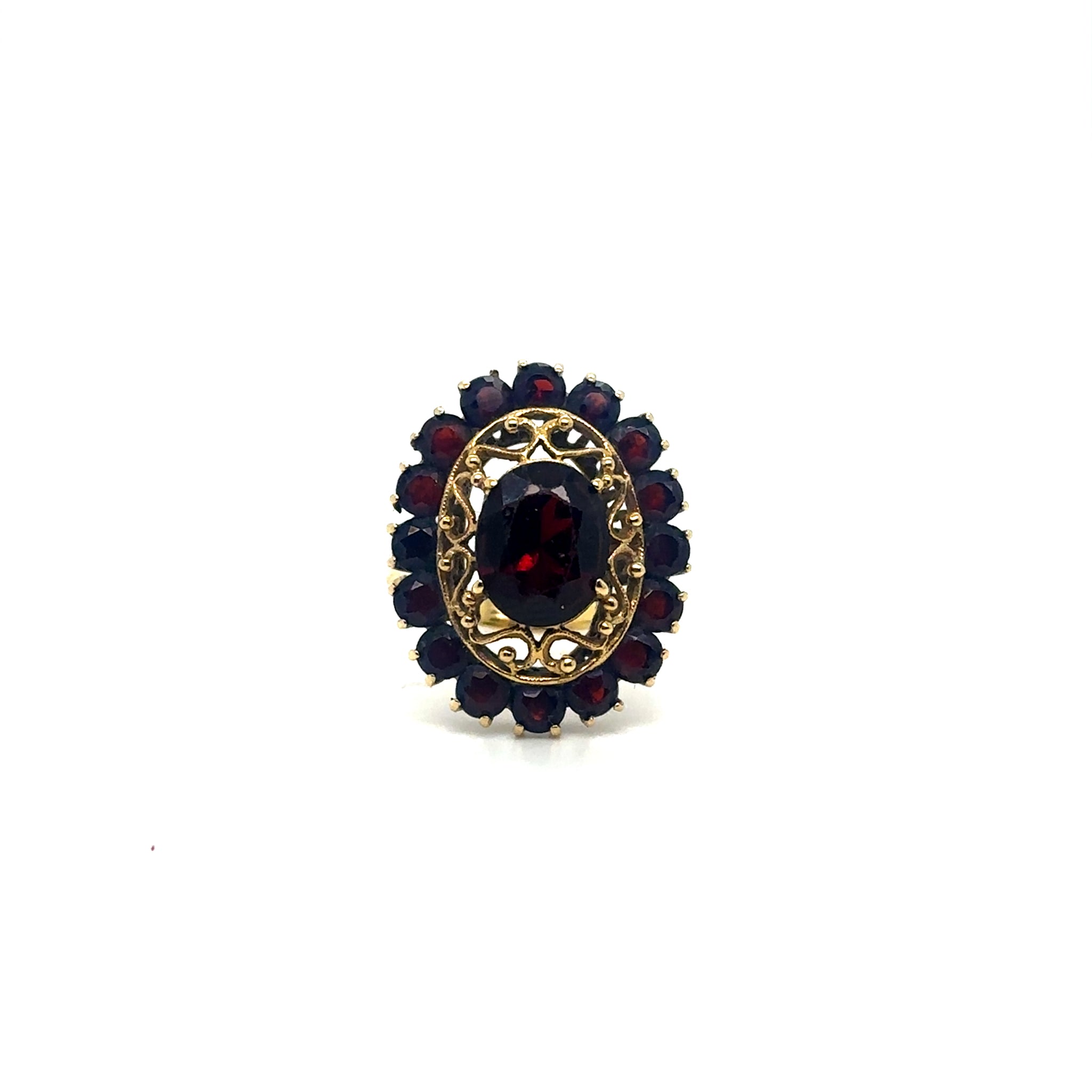 Bague vintage grenat or jaune 18K Occasion Seconde Main Luxe Femme