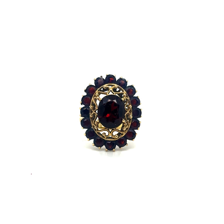 Bague vintage grenat or jaune 18K Occasion Seconde Main Luxe Femme