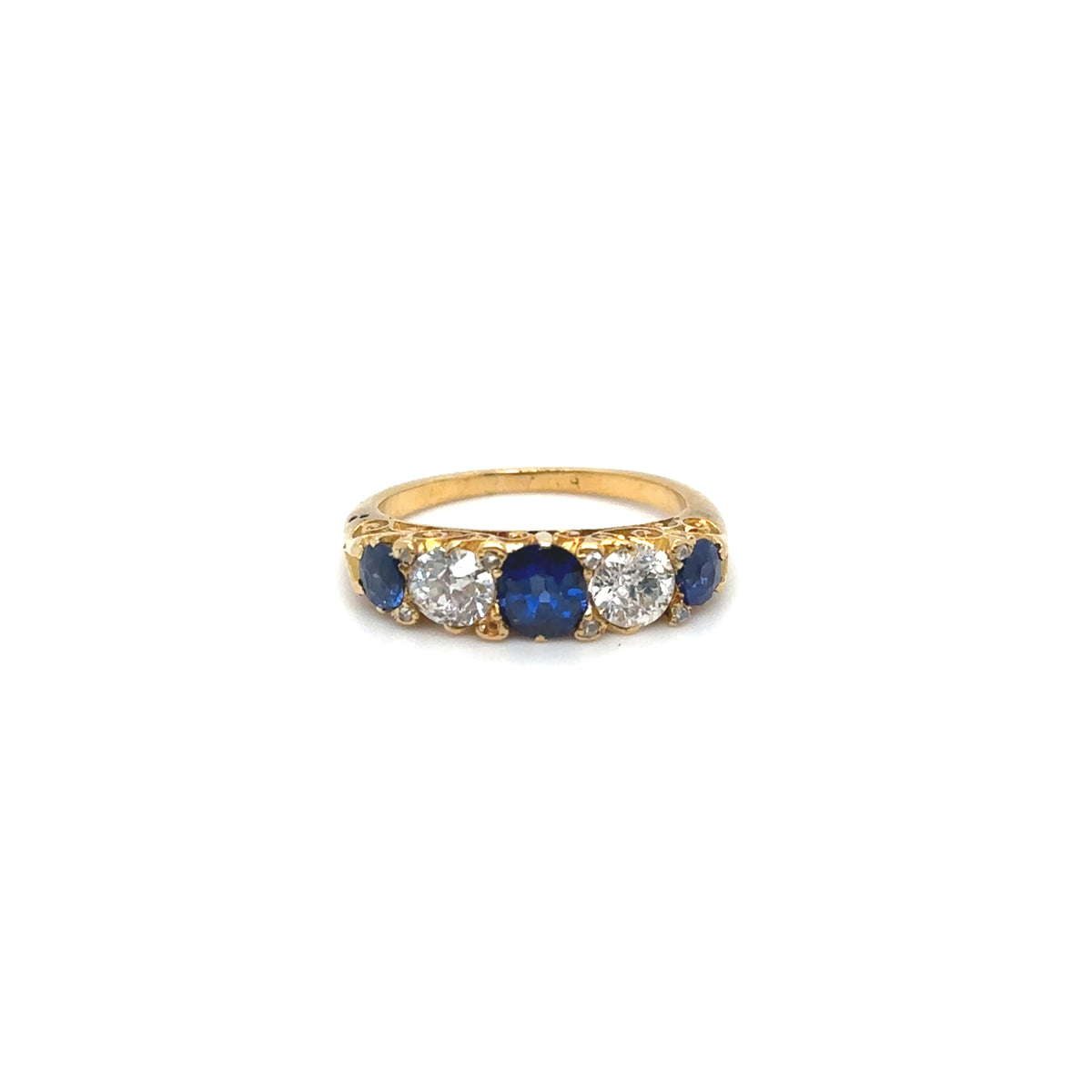 Bague alliance saphirs et diamants époque victorienne 1800