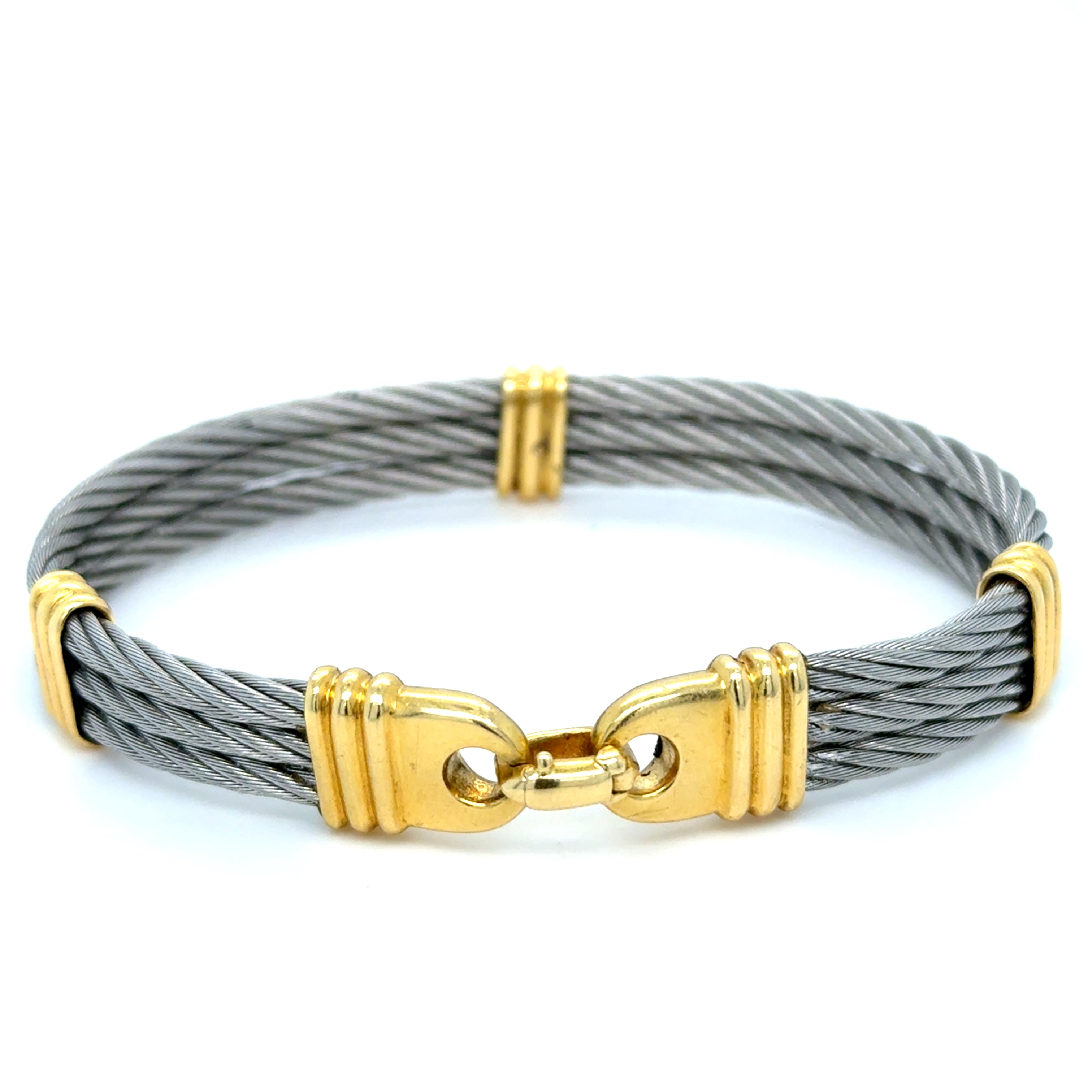 Bracelet torsadé gris et acier doré occasion seconde main luxe Femme