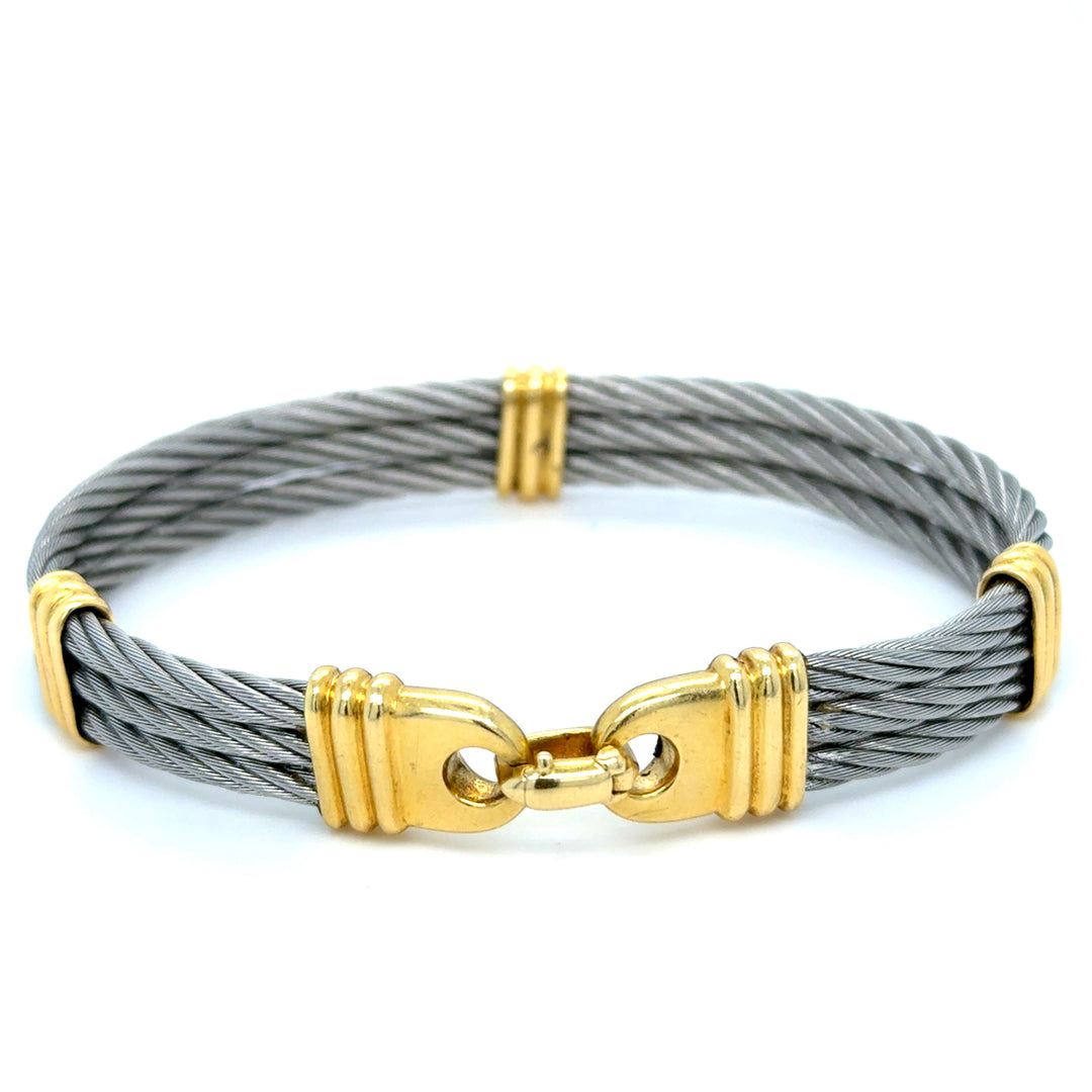 Bracelet torsadé gris et acier doré occasion seconde main luxe Femme