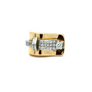 18-Karat Yellow Gold Tank Ring Set With Diamonds