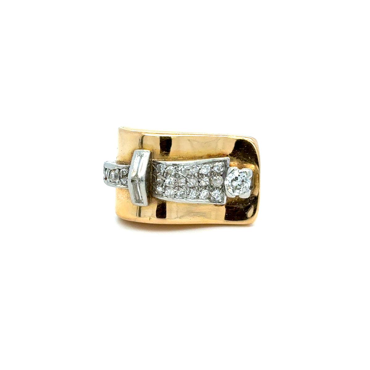 Bague Tank En Or Jaune 18 Carats Sertie De Diamants