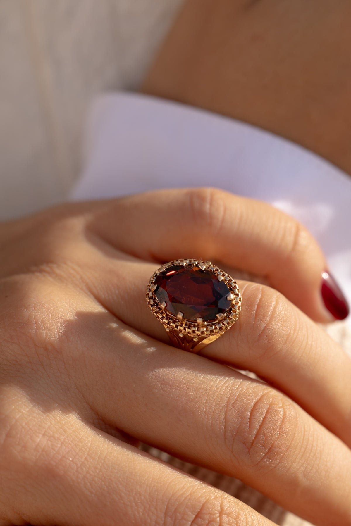Vintage Yellow Gold and Amber Ring