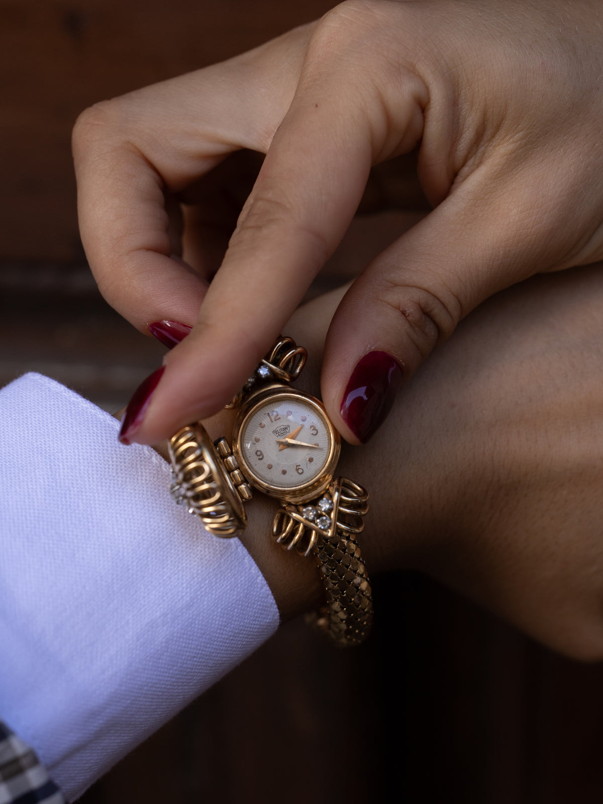 Montre Bracelet Vintage Barichella En Or Jaune 18 Carats, Diamants