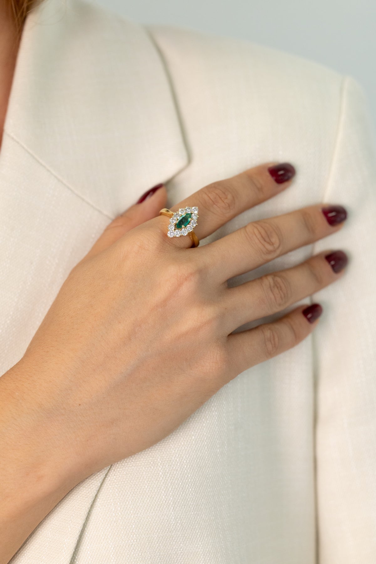 Vintage Yellow Gold, Emerald, and Diamond Ring
