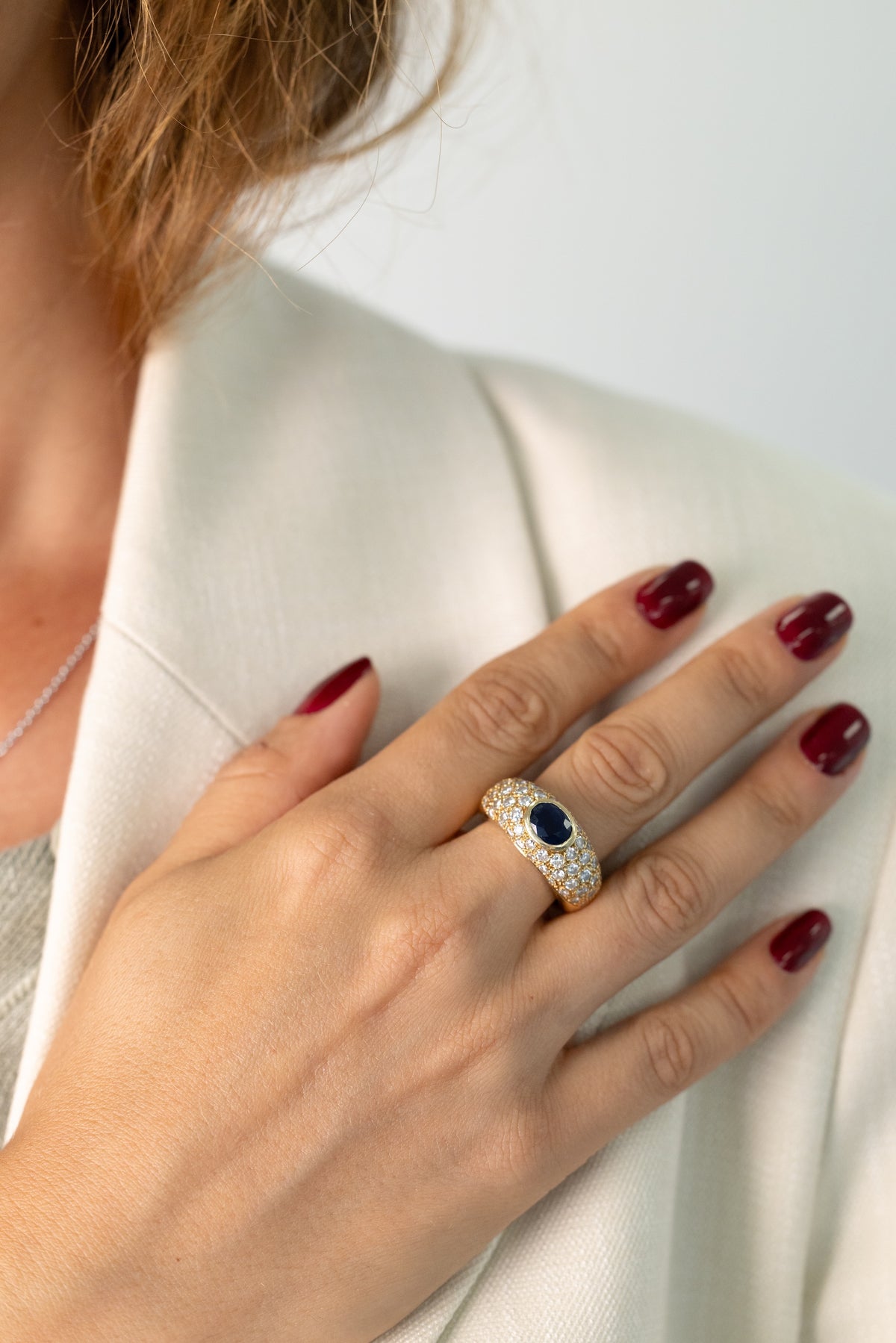 Vintage Yellow Gold, Sapphire and Diamond Ring