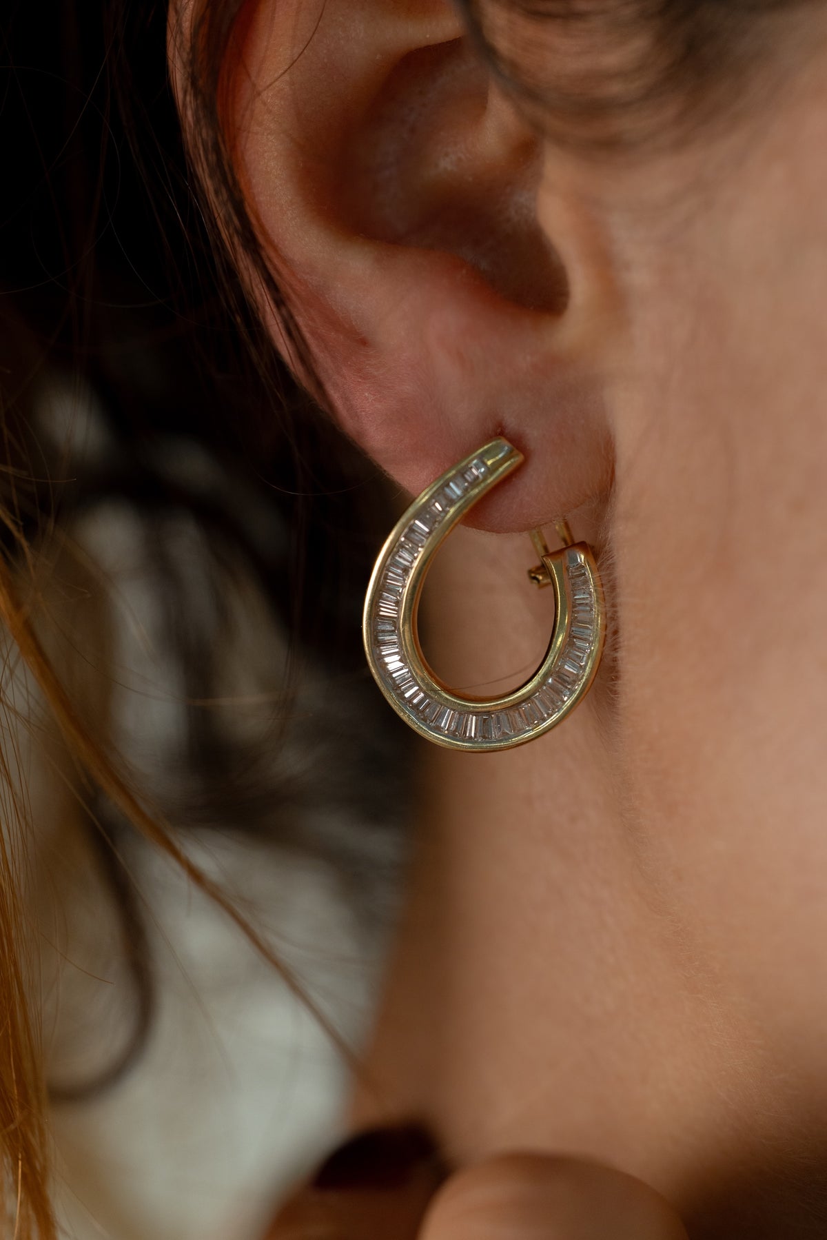 Boucles D'oreilles Vintage En Or Jaune Et Diamants