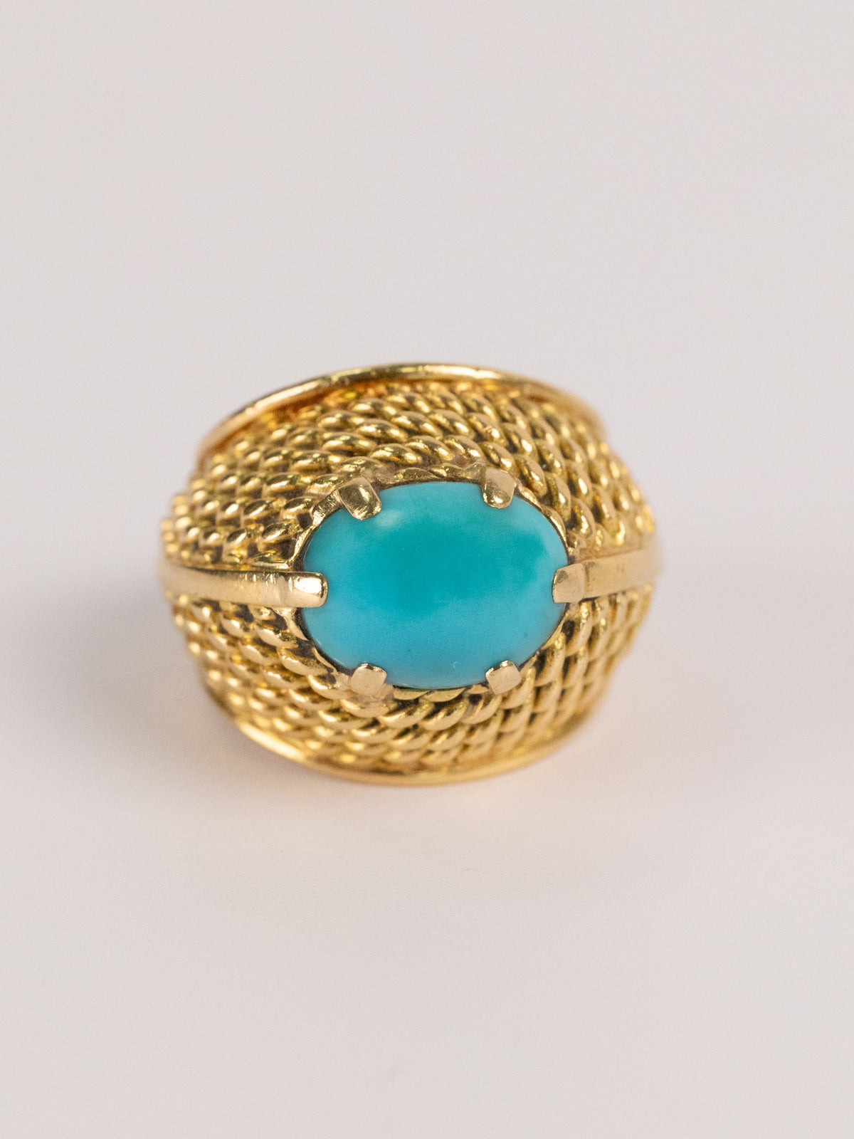 Bague Vintage En Or Jaune Et Turquoise