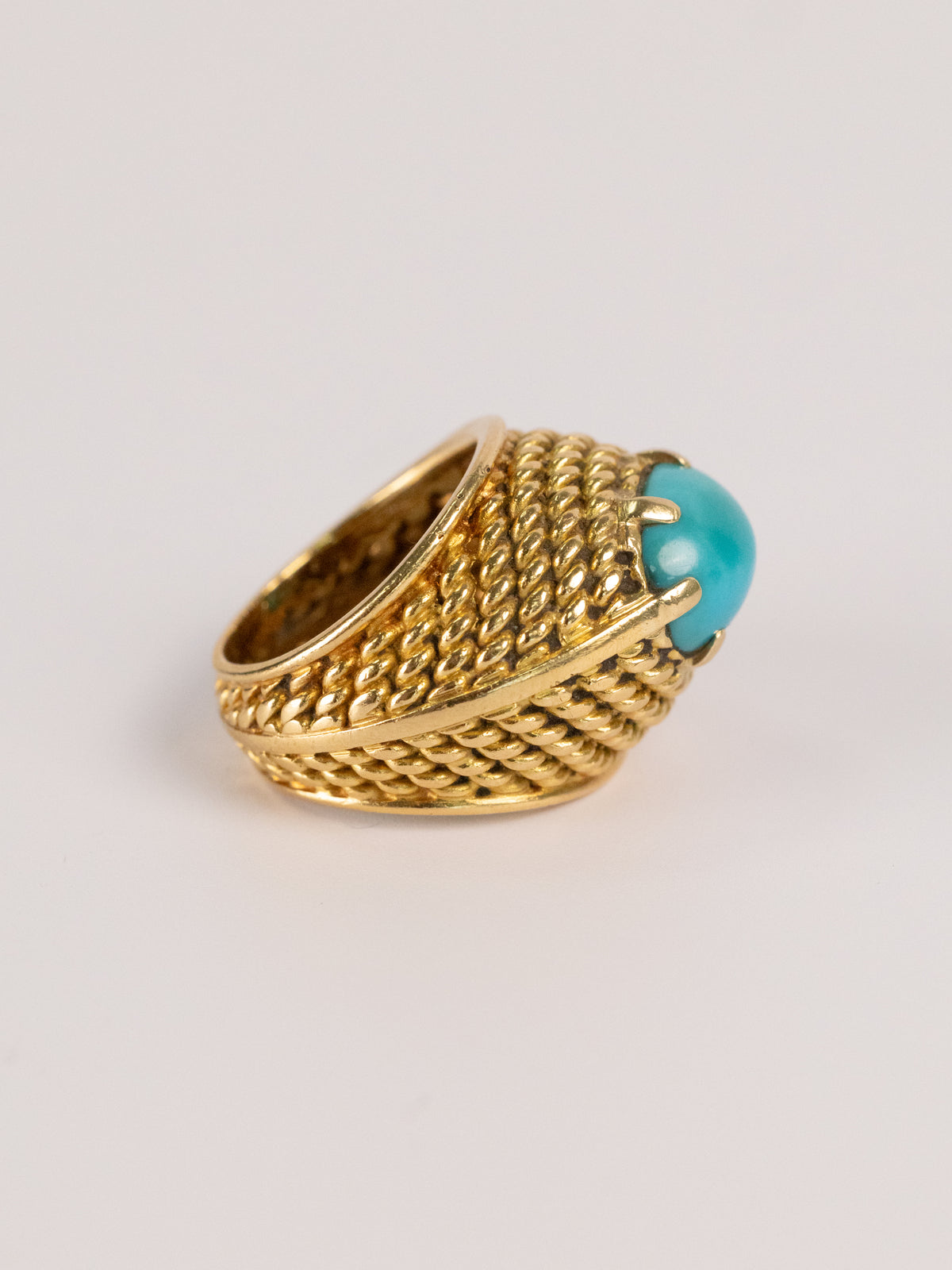 Bague Vintage En Or Jaune Et Turquoise