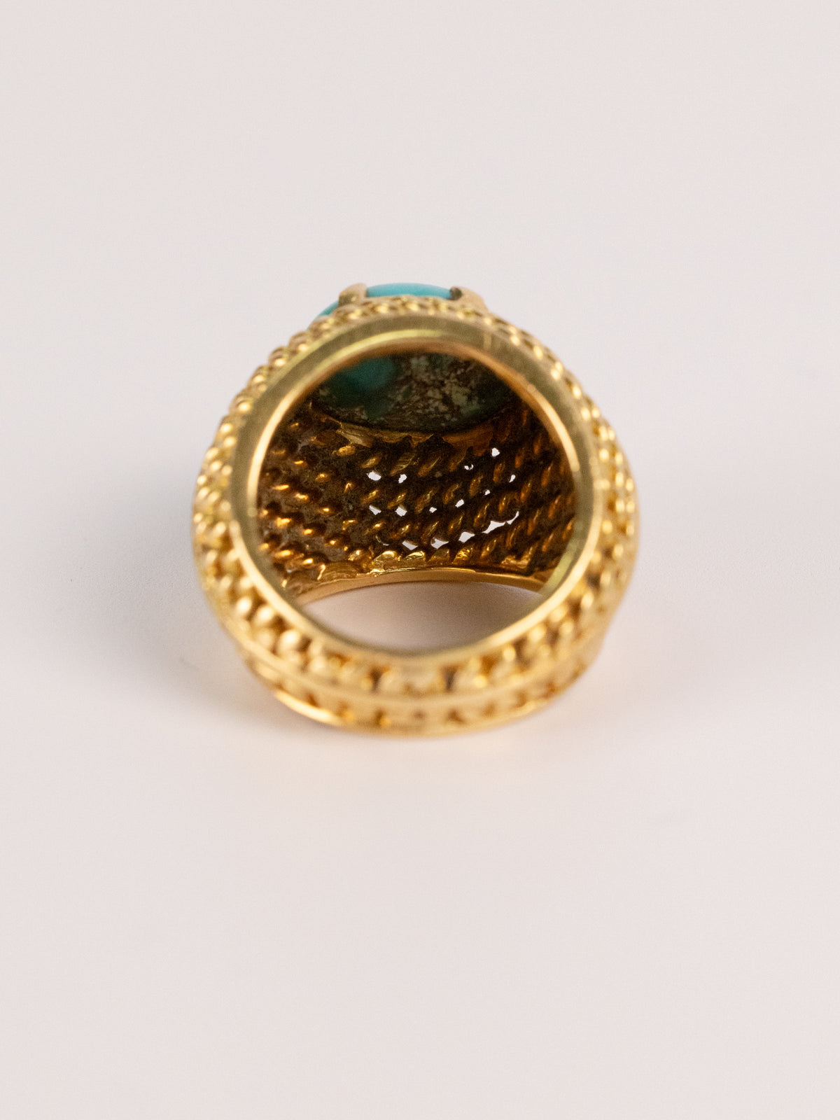Bague Vintage En Or Jaune Et Turquoise
