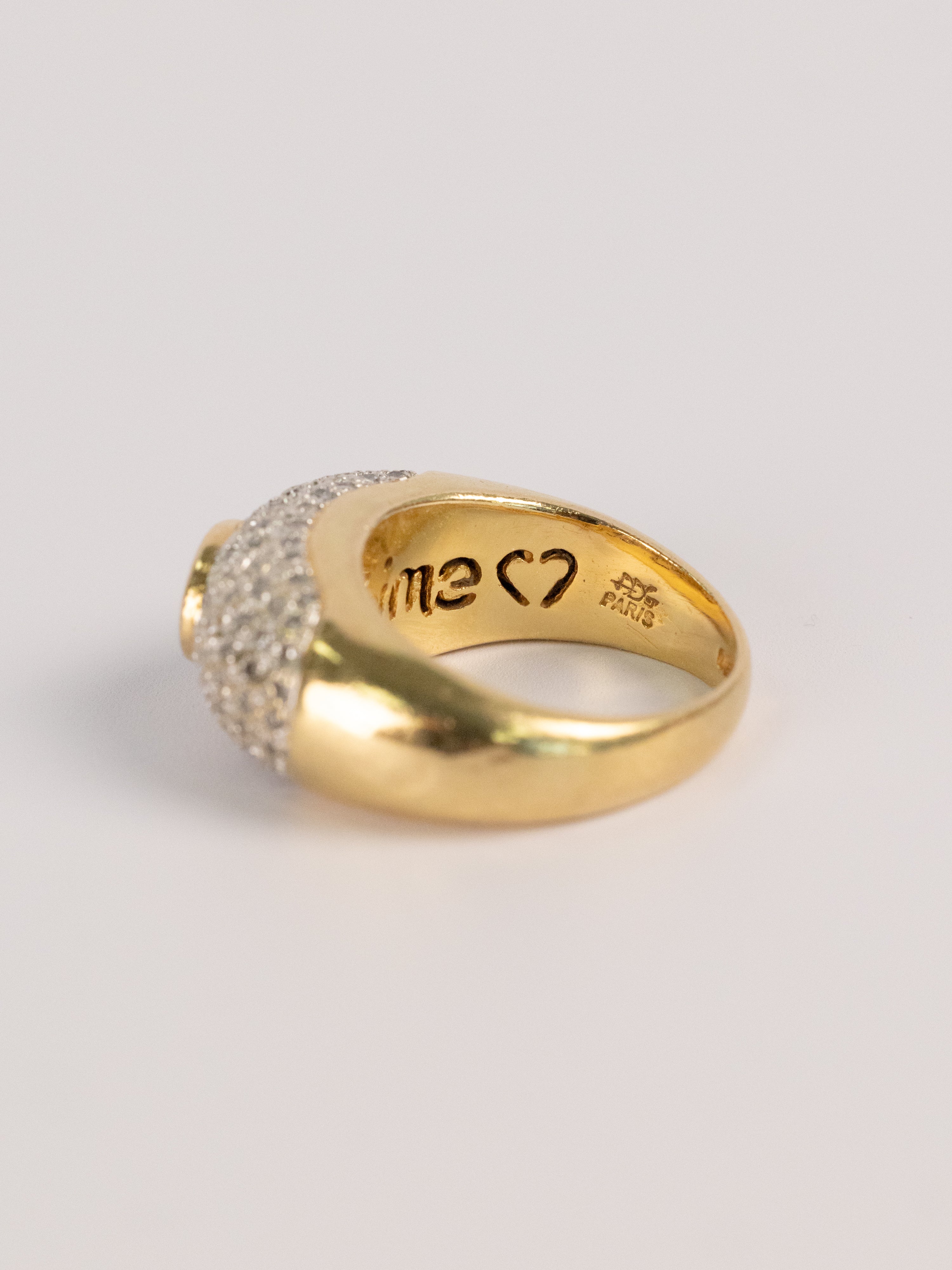 Bague Vintage En Or Jaune, Saphir Et Diamants
