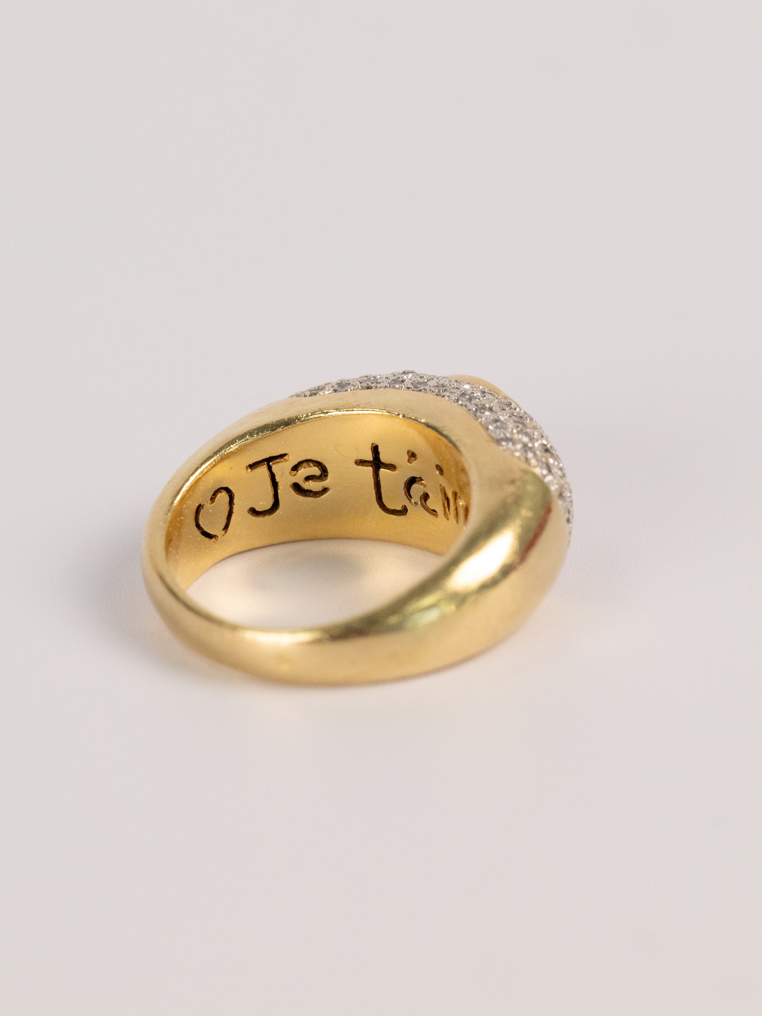 Bague Vintage En Or Jaune, Saphir Et Diamants