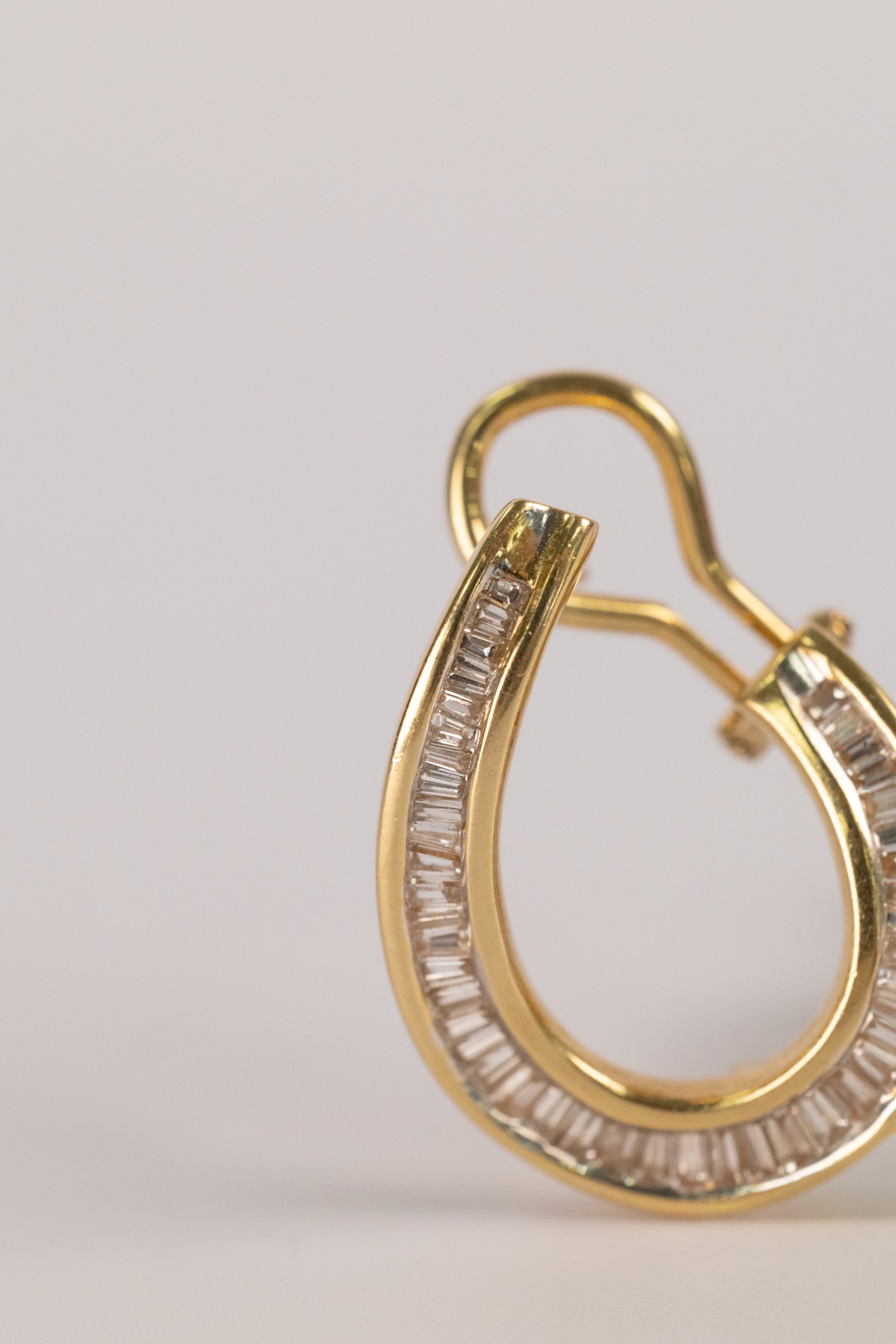 Boucles D'oreilles Vintage En Or Jaune Et Diamants