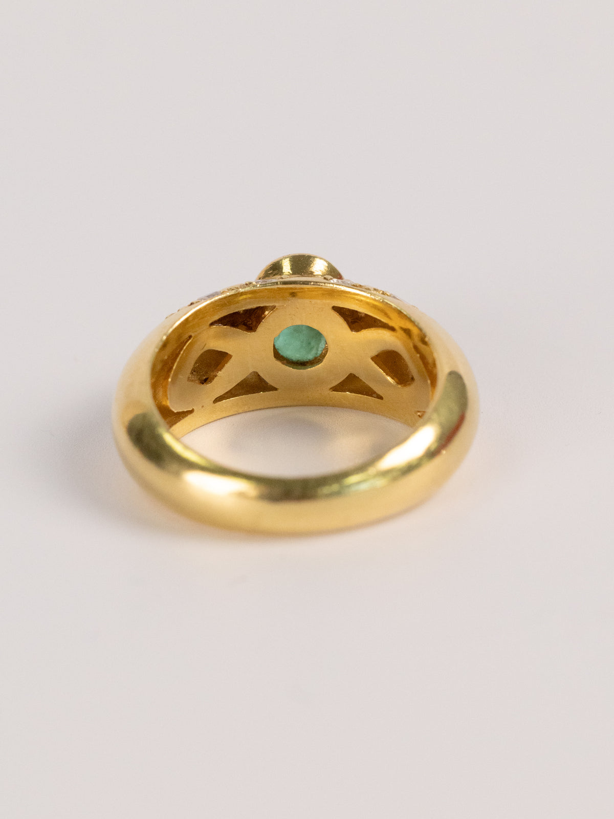 Bague Vintage En Or Jaune, Émeraude Et Diamants