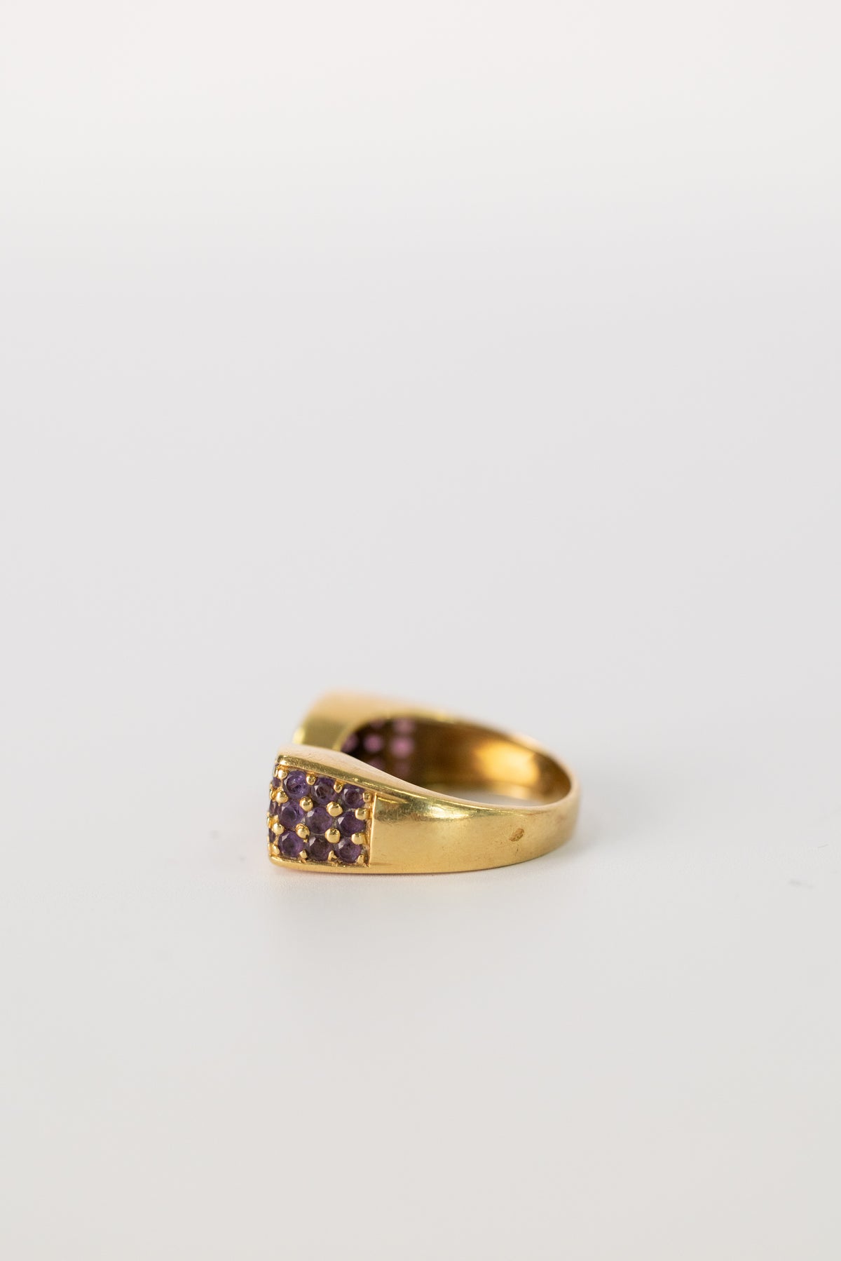 Bague Vintage En Or Jaune Et Améthystes