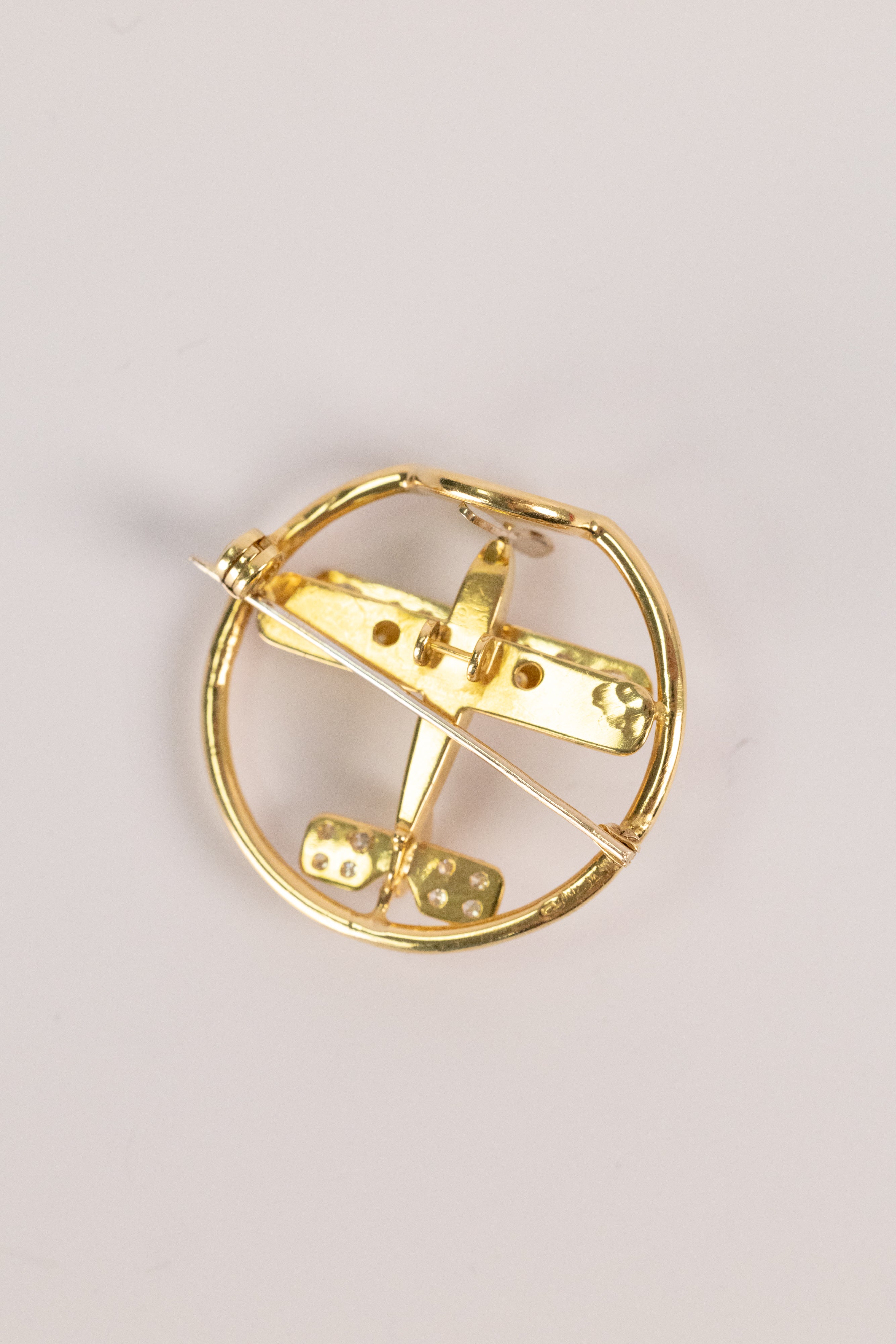 Broche Avion Des Années 1940 En Or Jaune Et Diamants