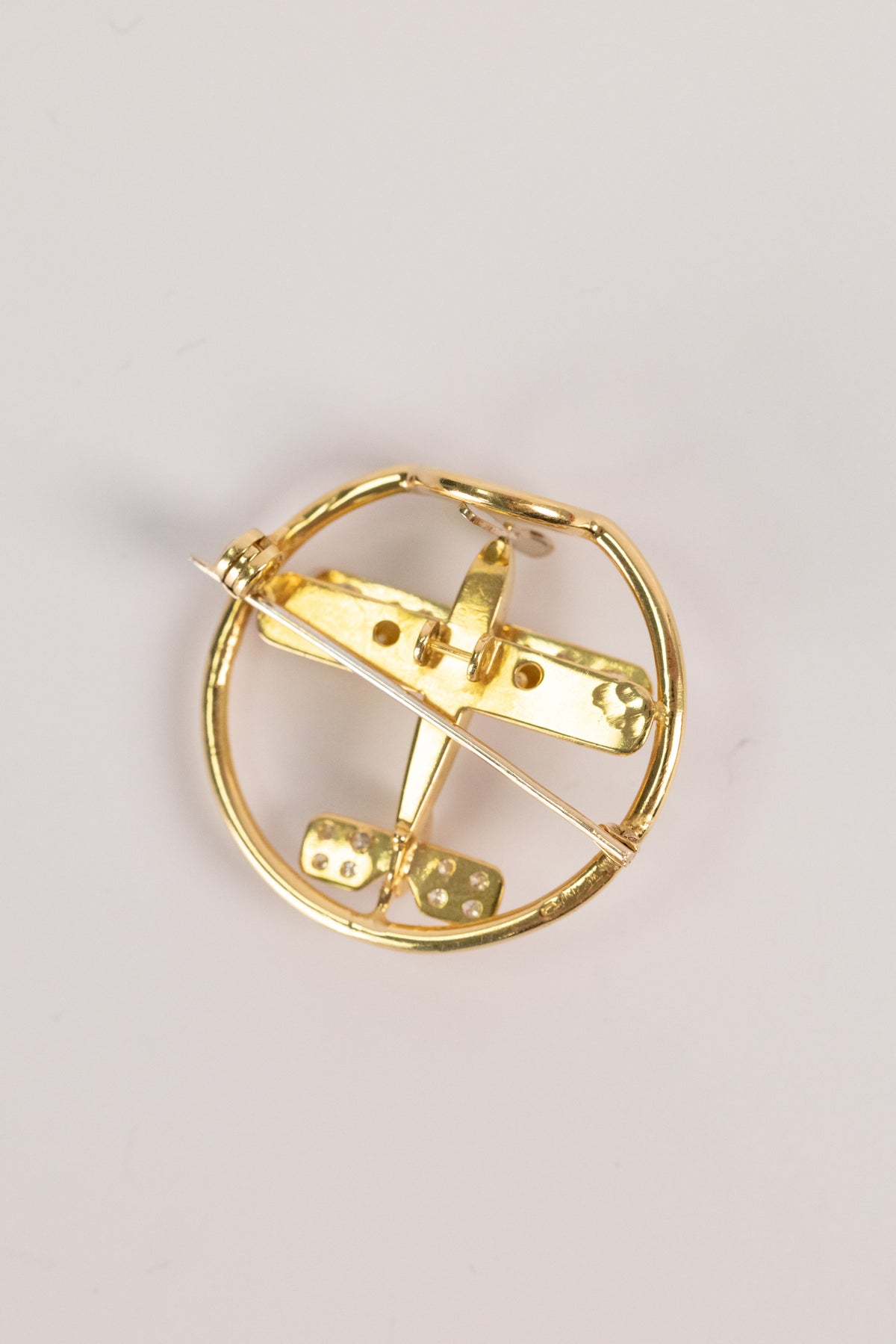 Broche Avion Des Années 1940 En Or Jaune Et Diamants