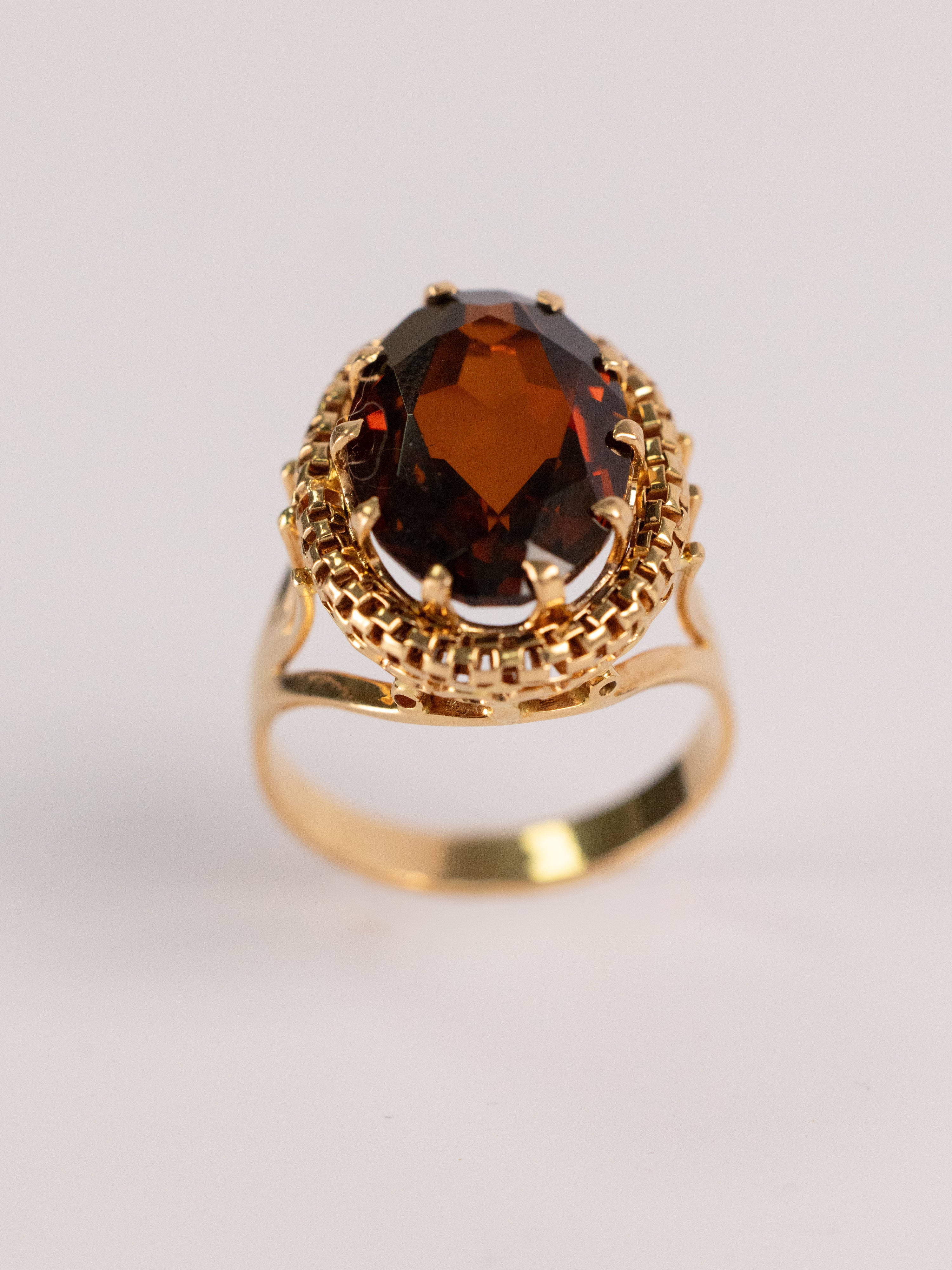 Bague Vintage En Or Jaune Et Ambre