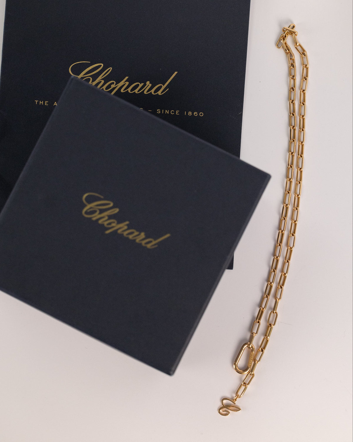 Collier Unique Chopard En Or Jaune Maille Rectangulaire Ajustable