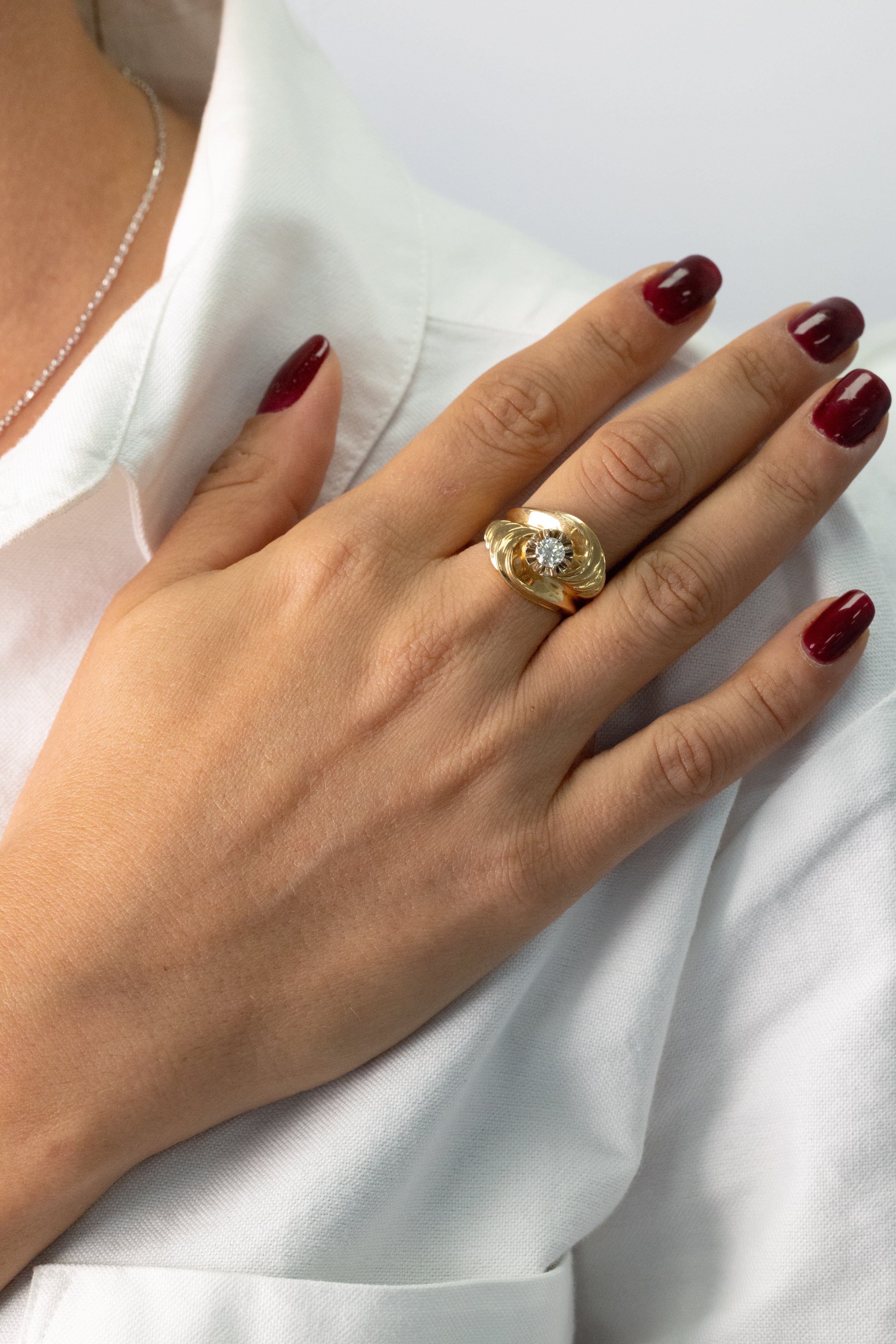 Bague Fleur Vintage En Or Blanc Et Diamants