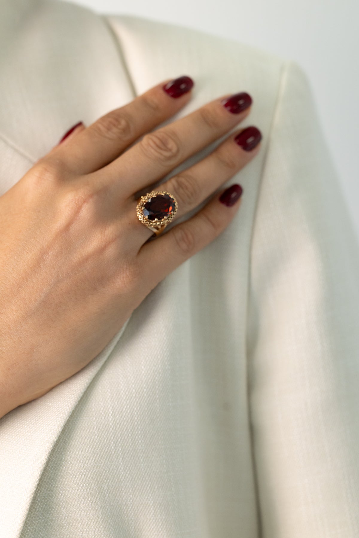 Bague Vintage En Or Jaune Et Ambre