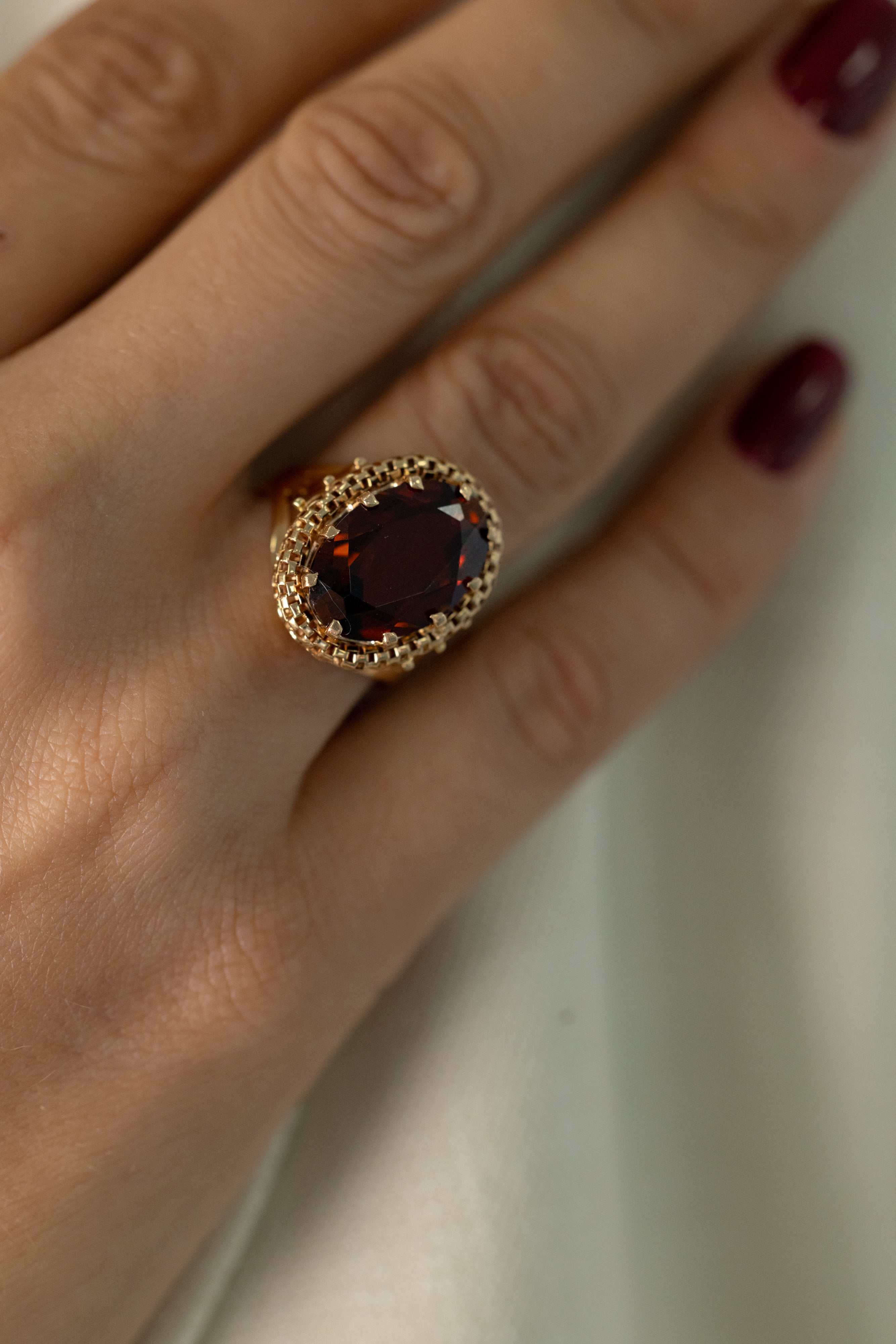 Bague Vintage En Or Jaune Et Ambre