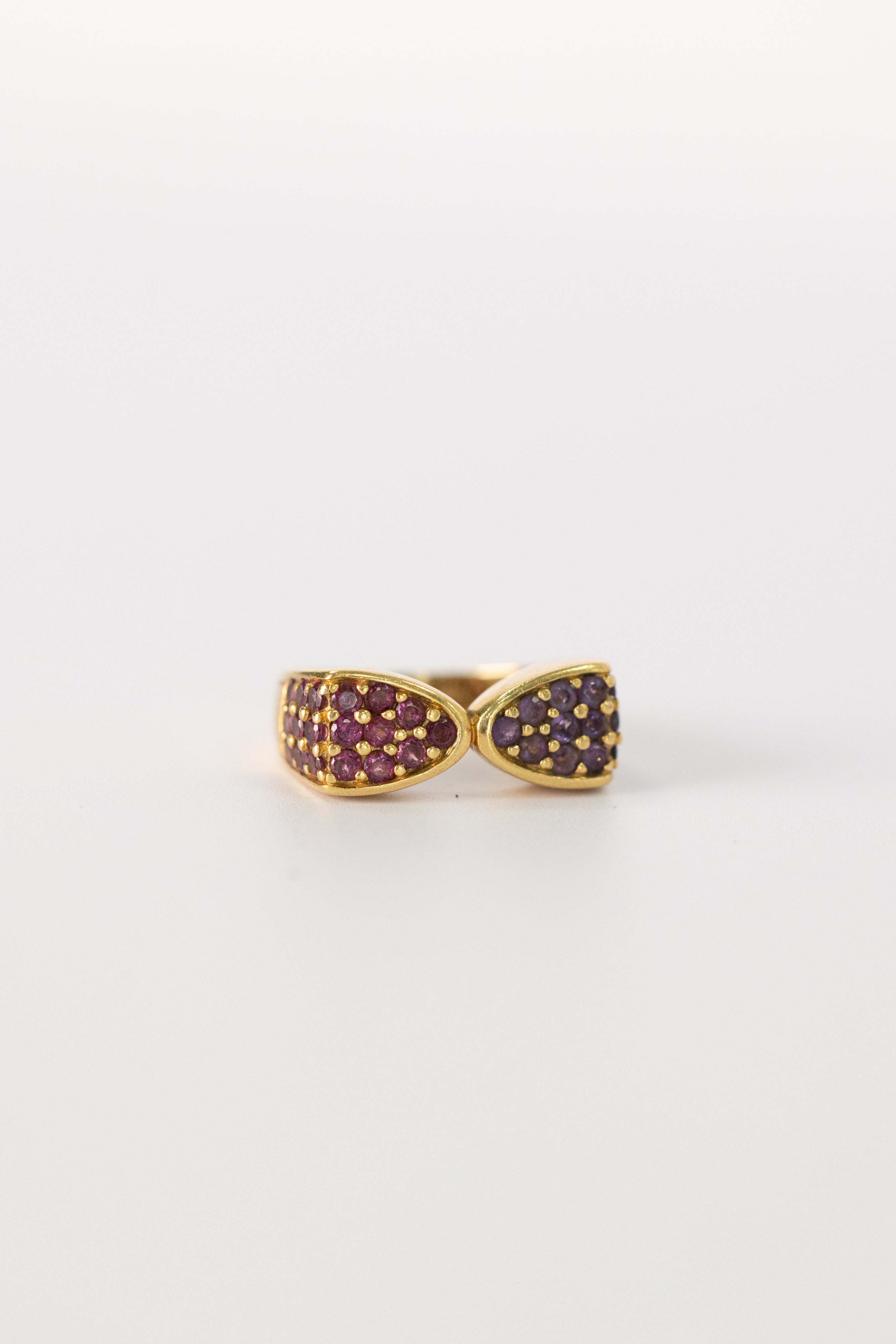 Bague Vintage En Or Jaune Et Améthystes