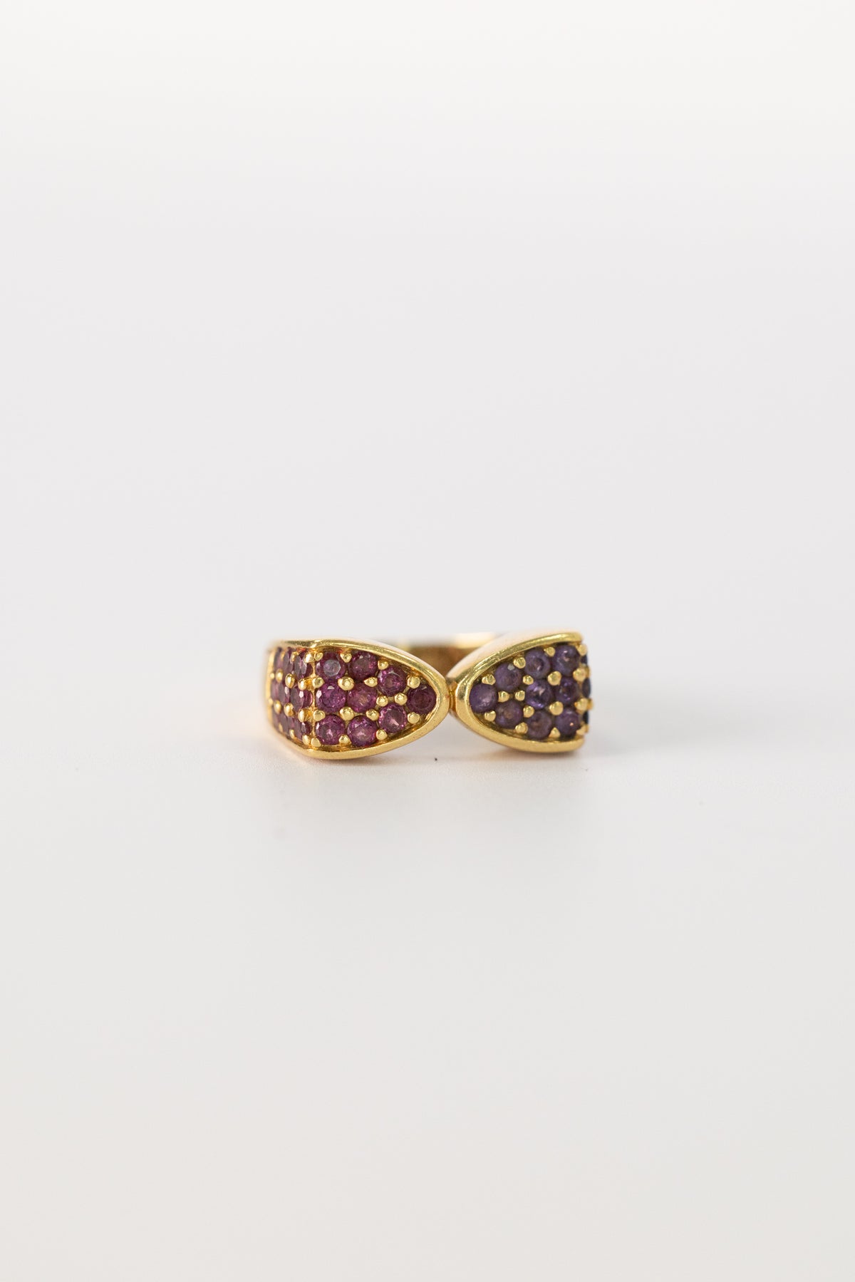 Bague Vintage En Or Jaune Et Améthystes