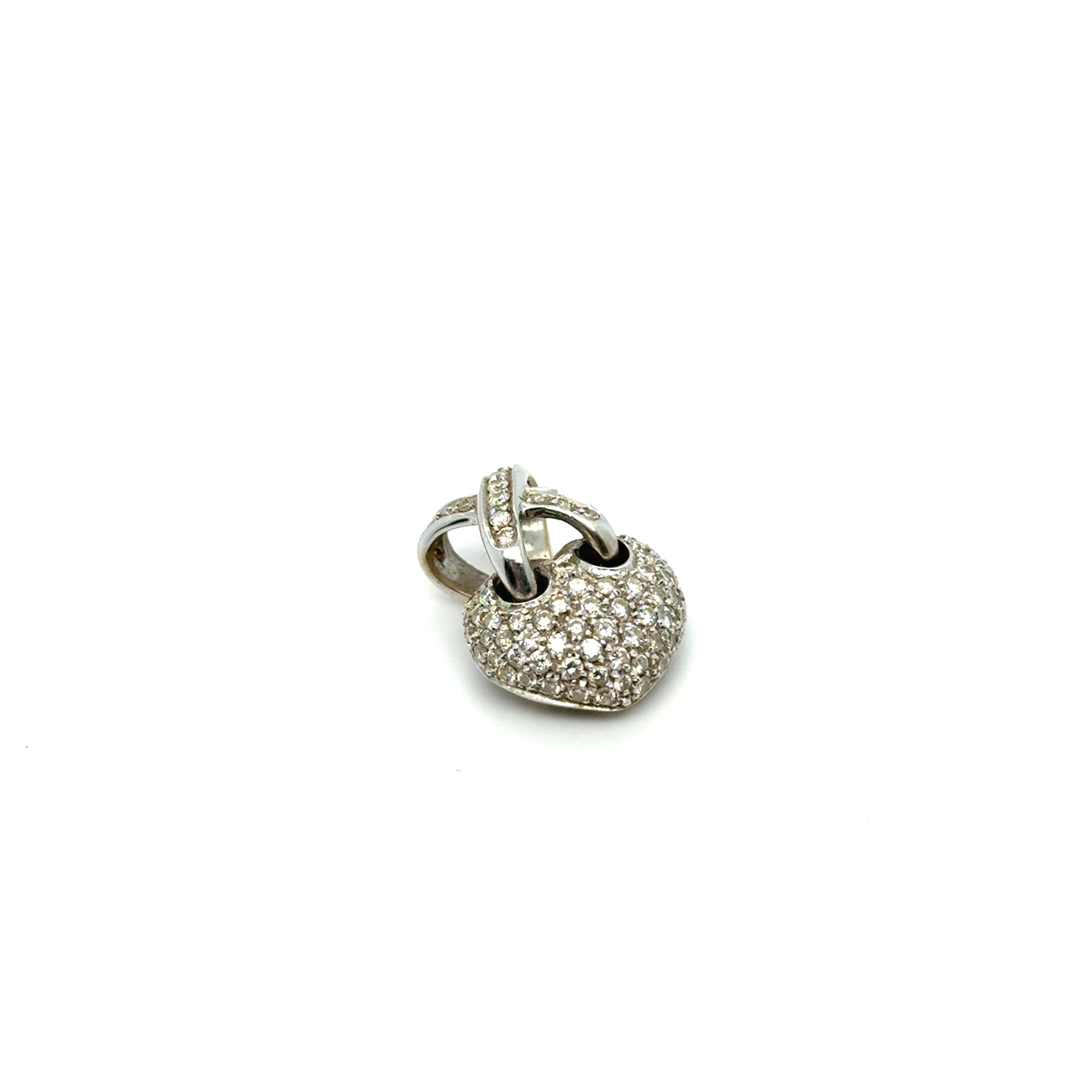 Pendentif Coeur Or Blanc Diamants