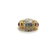 18K Yellow Gold Ruby and Diamond Band Ring