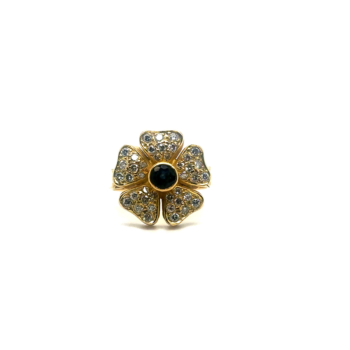 Bague Fleur Or Jaune Saphir Et Diamants
