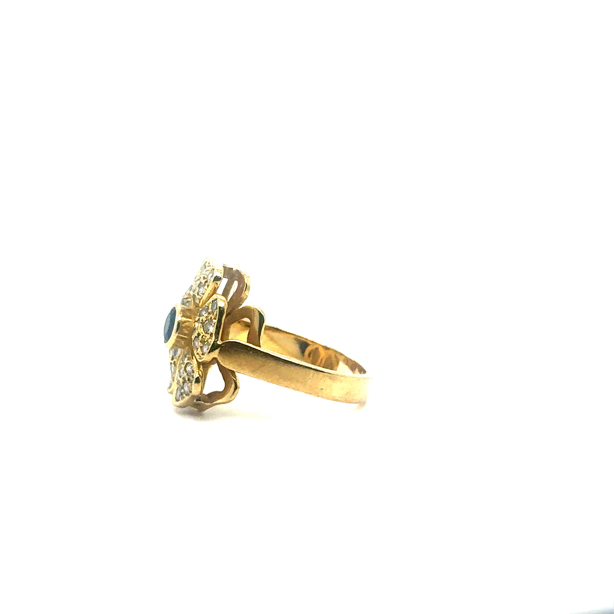 Bague Fleur Or Jaune Saphir Et Diamants