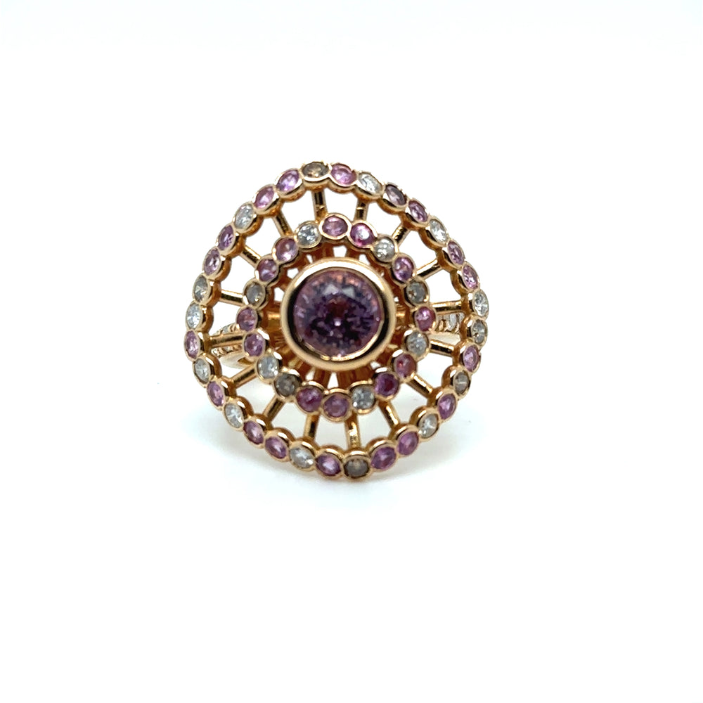 Bague signée Boucheron saphir rose diamants Occasion seconde Main