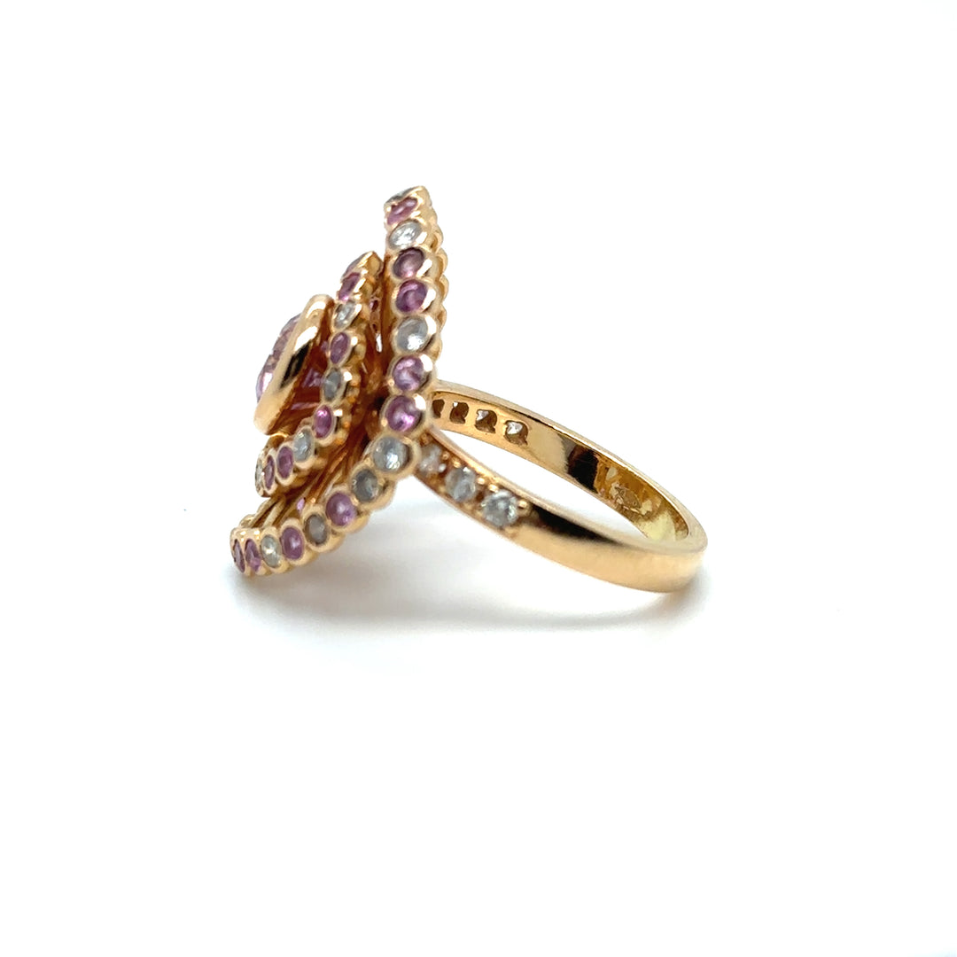 Bague signée Boucheron saphir rose diamants Occasion seconde Main