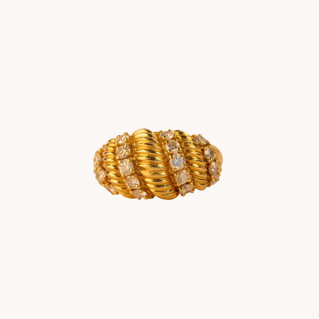 Bague FRED Or Jaune Diamants Vintage - Joaillerie Française