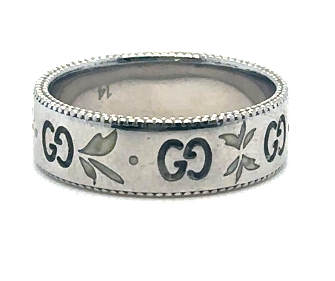 Bague signé GUCCI or blanc 18K Occasion Seconde Main Bijou Femme