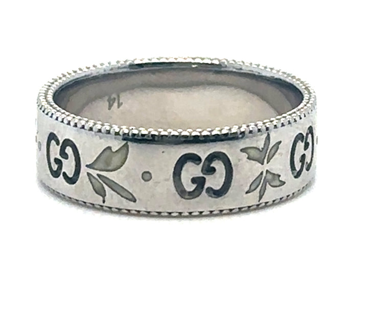 Bague signé GUCCI or blanc 18K Occasion Seconde Main Bijou Femme