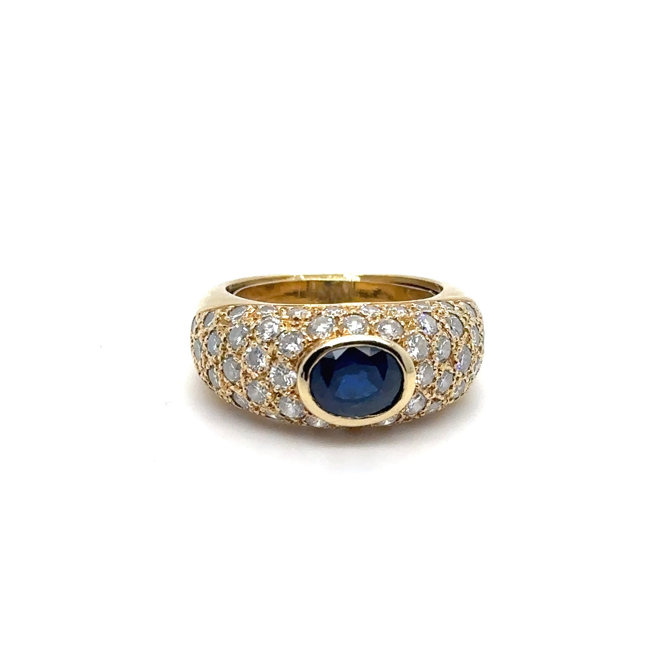 Bague jonc saphir et diamants Vintage Occasion Seconde Main Bijou