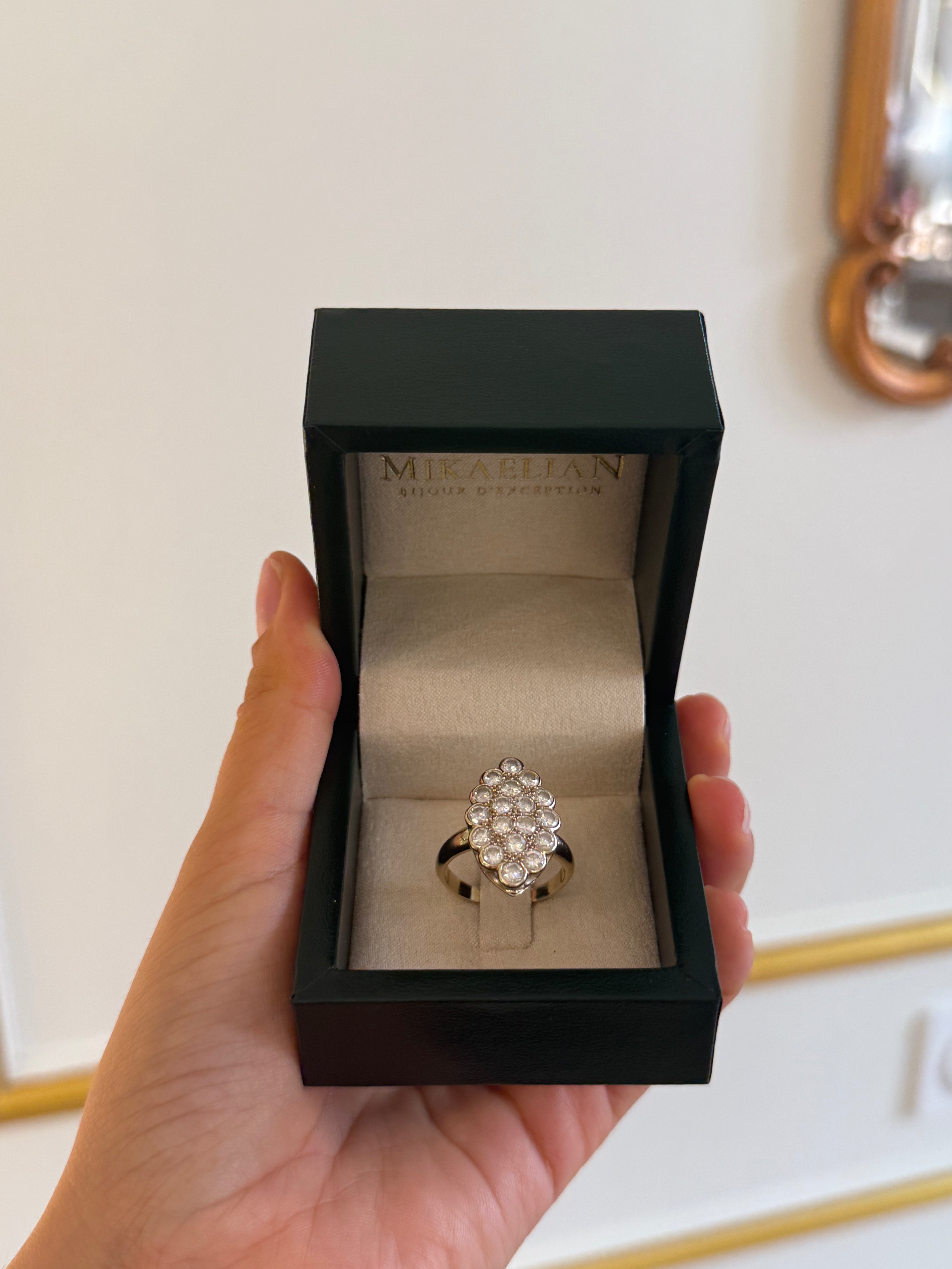 Bague Marquise or jaune 18K et diamants Occasion Seconde Main Luxe