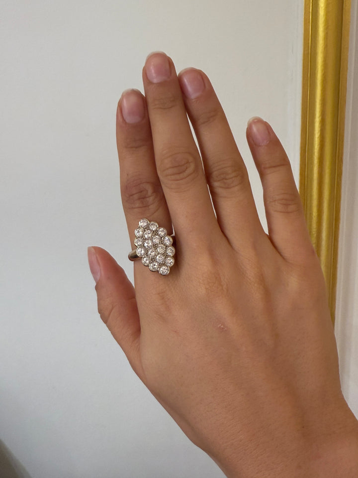 Bague Marquise or jaune 18K et diamants Occasion Seconde Main Luxe