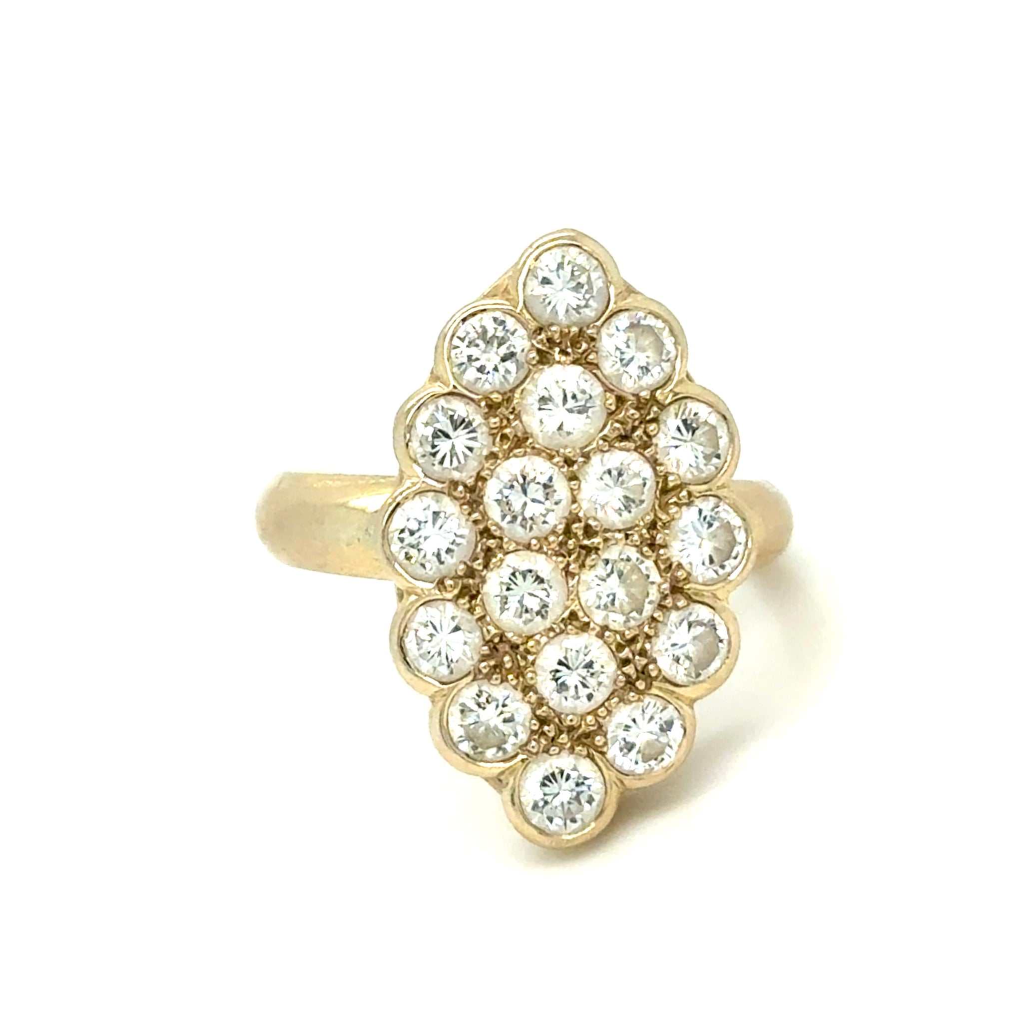 Bague Marquise or jaune 18K et diamants Occasion Seconde Main Luxe